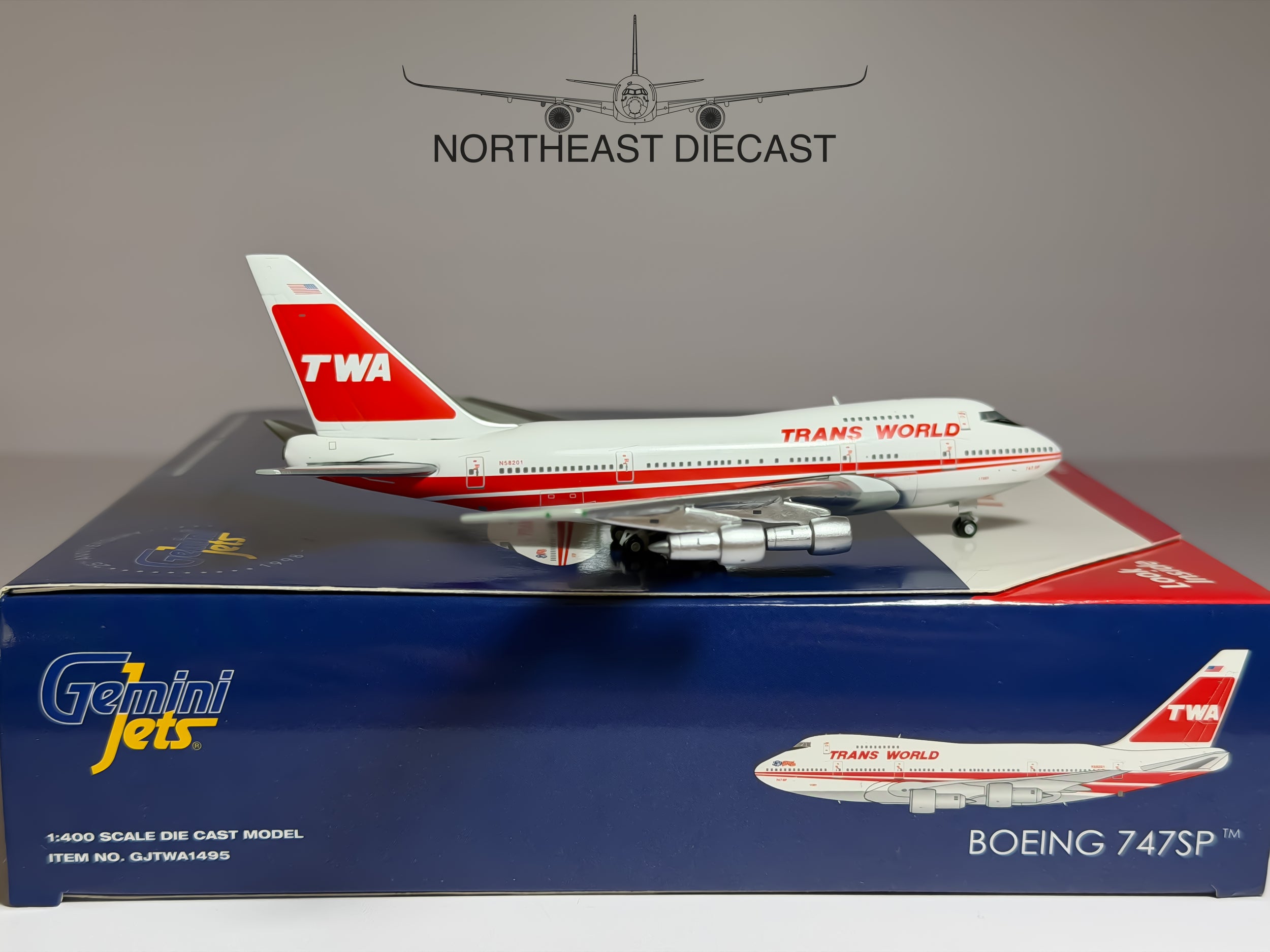 TWA Trans World Boeing 747SP 1:400 Gemini Jets N58201 (GJTWA1495)