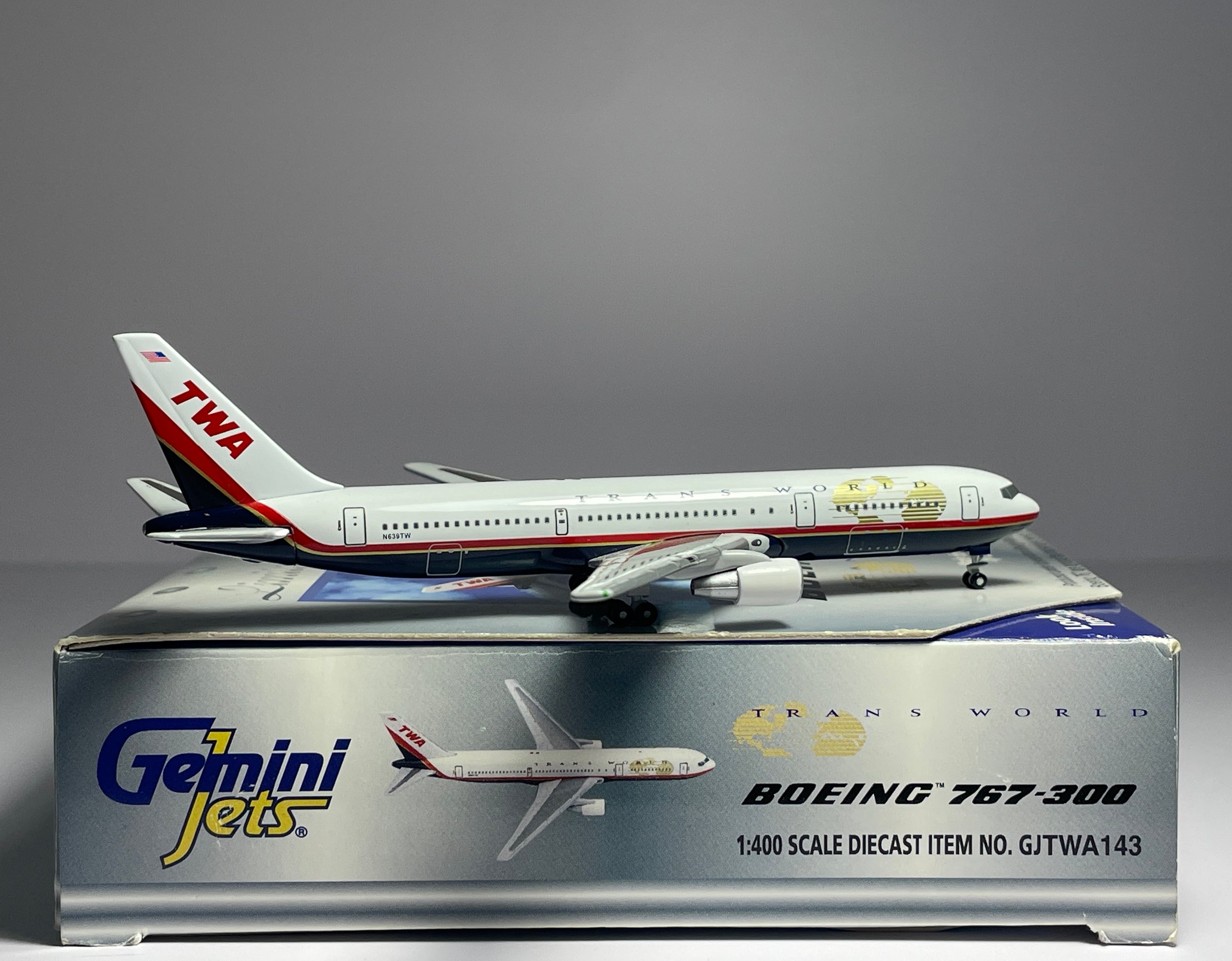Gemini Jets 1:400 TWA Boeing 767-300 N639TW Globe livery GJTWA143
