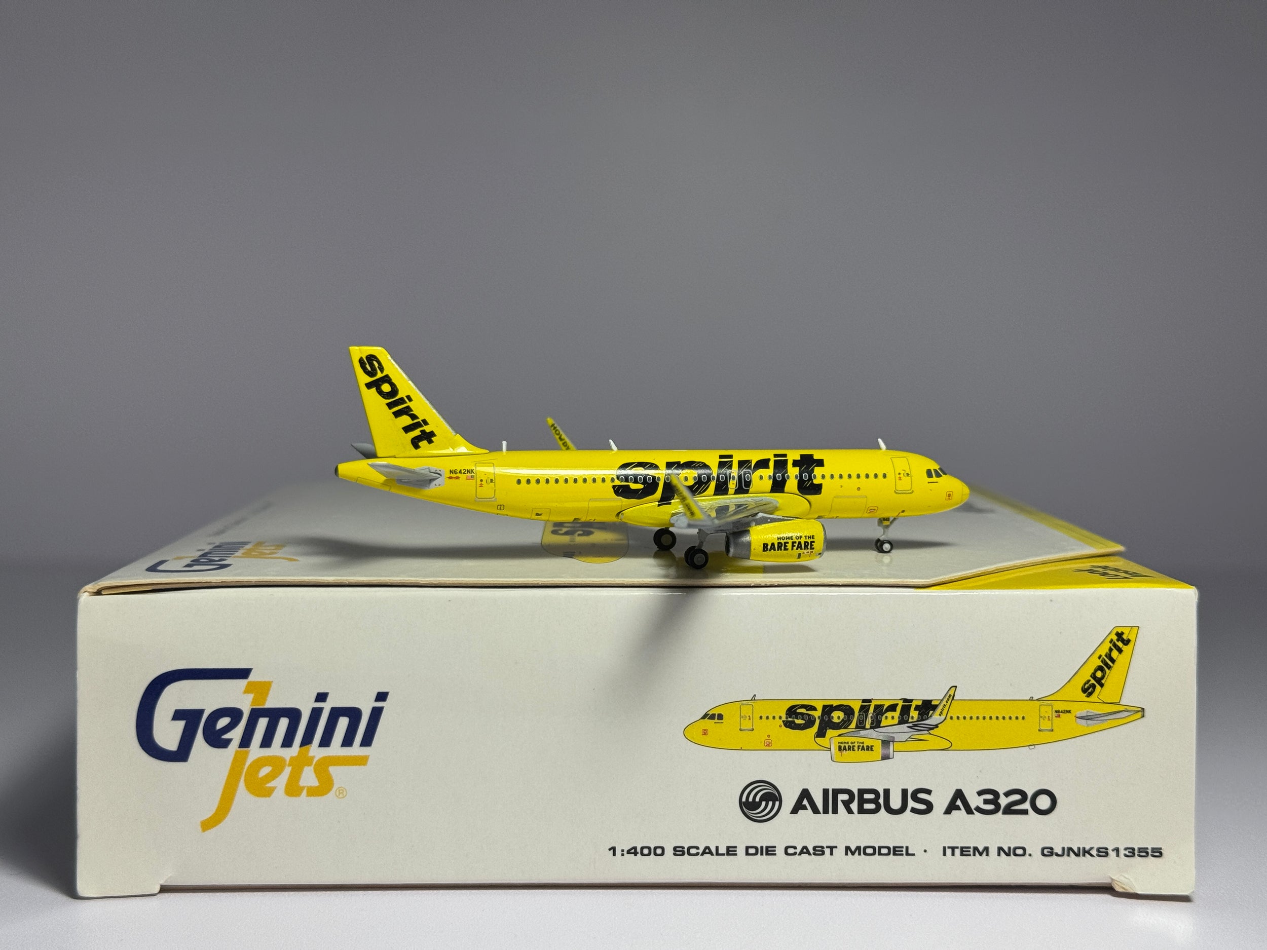 Gemini Jets 1:400 Spirit Airlines Airbus A320 N642NK Bare Fare GJNKS1355