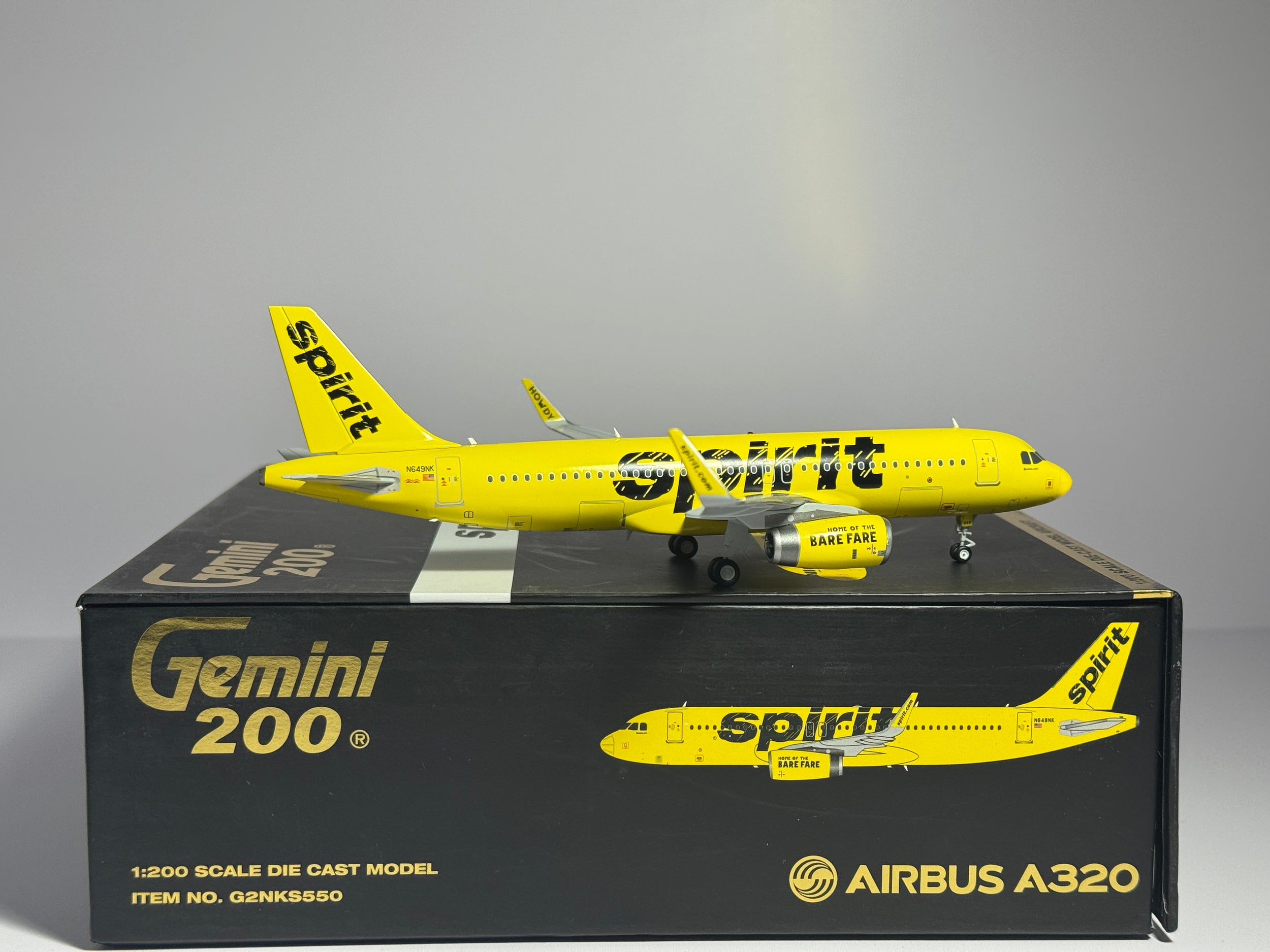 Gemini Jets 1:200 Spirit Airlines Airbus A320 N649NK Bare Fare G2NKS550
