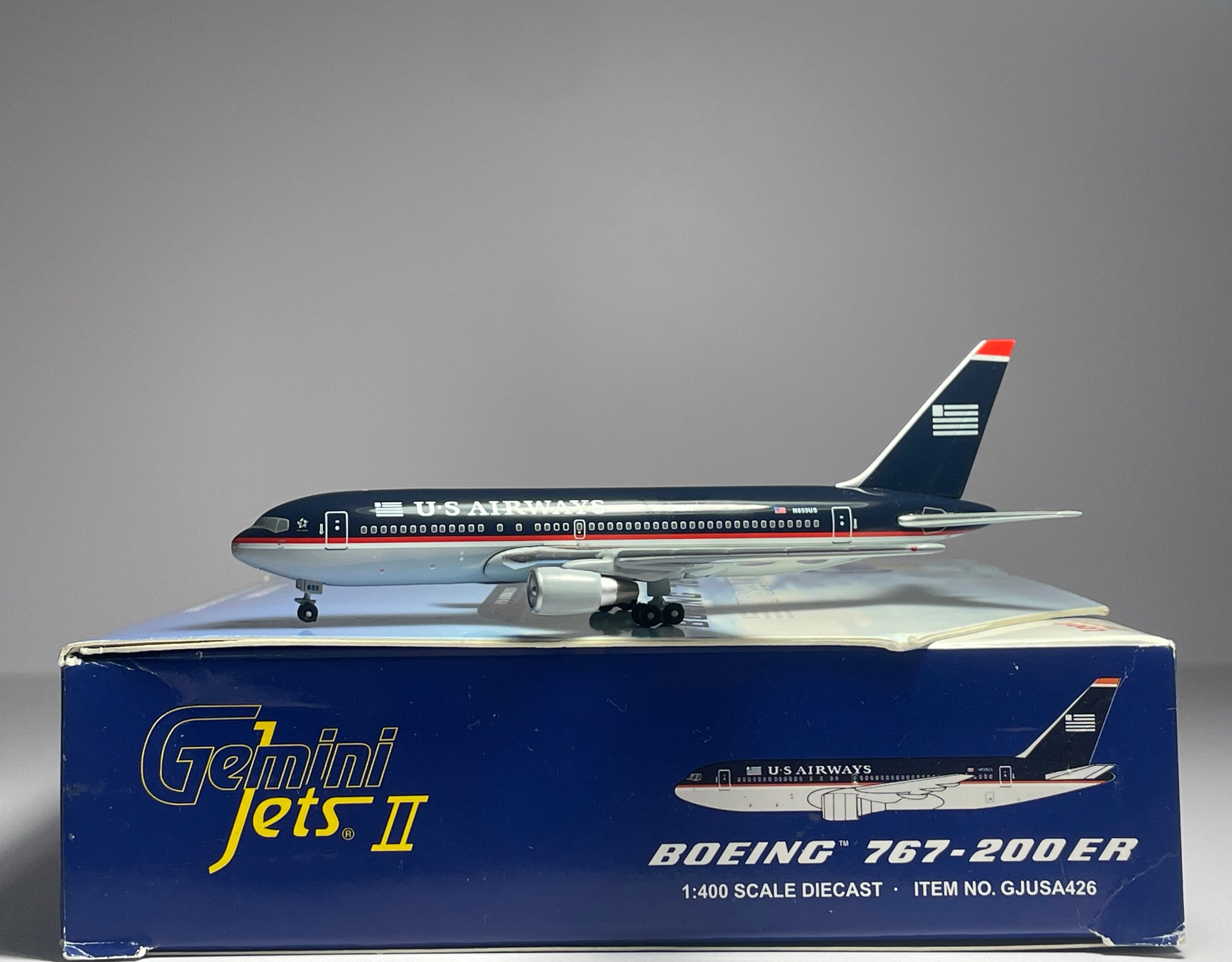 Gemini Jets 1:400 U.S Airways Boeing 767-200 N655US 1990s Dark Blue GJUSA426