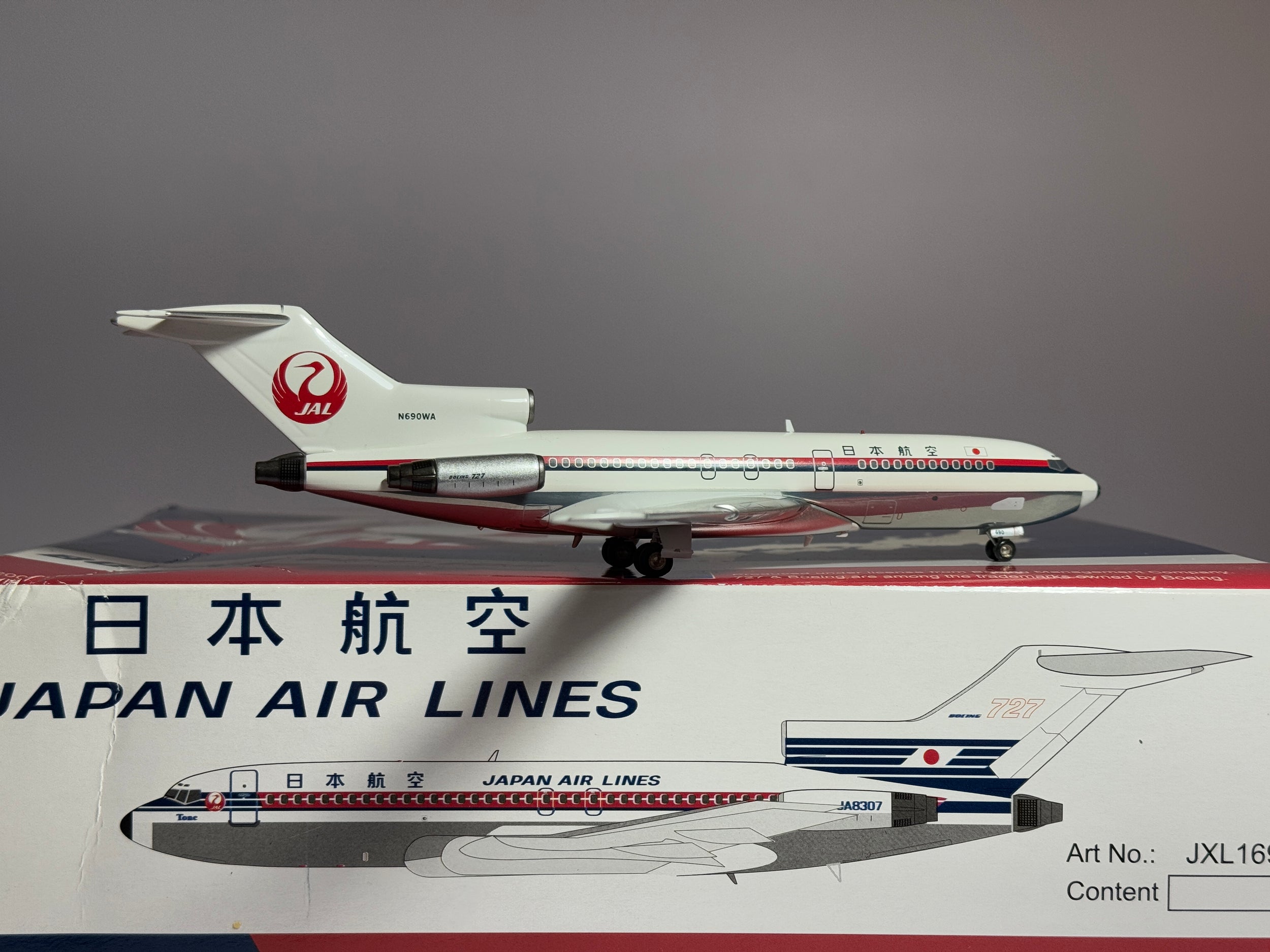 Jet-X 1:200 JAL Japan Airlines Boeing 727-100 N690WA old scheme JXL132B