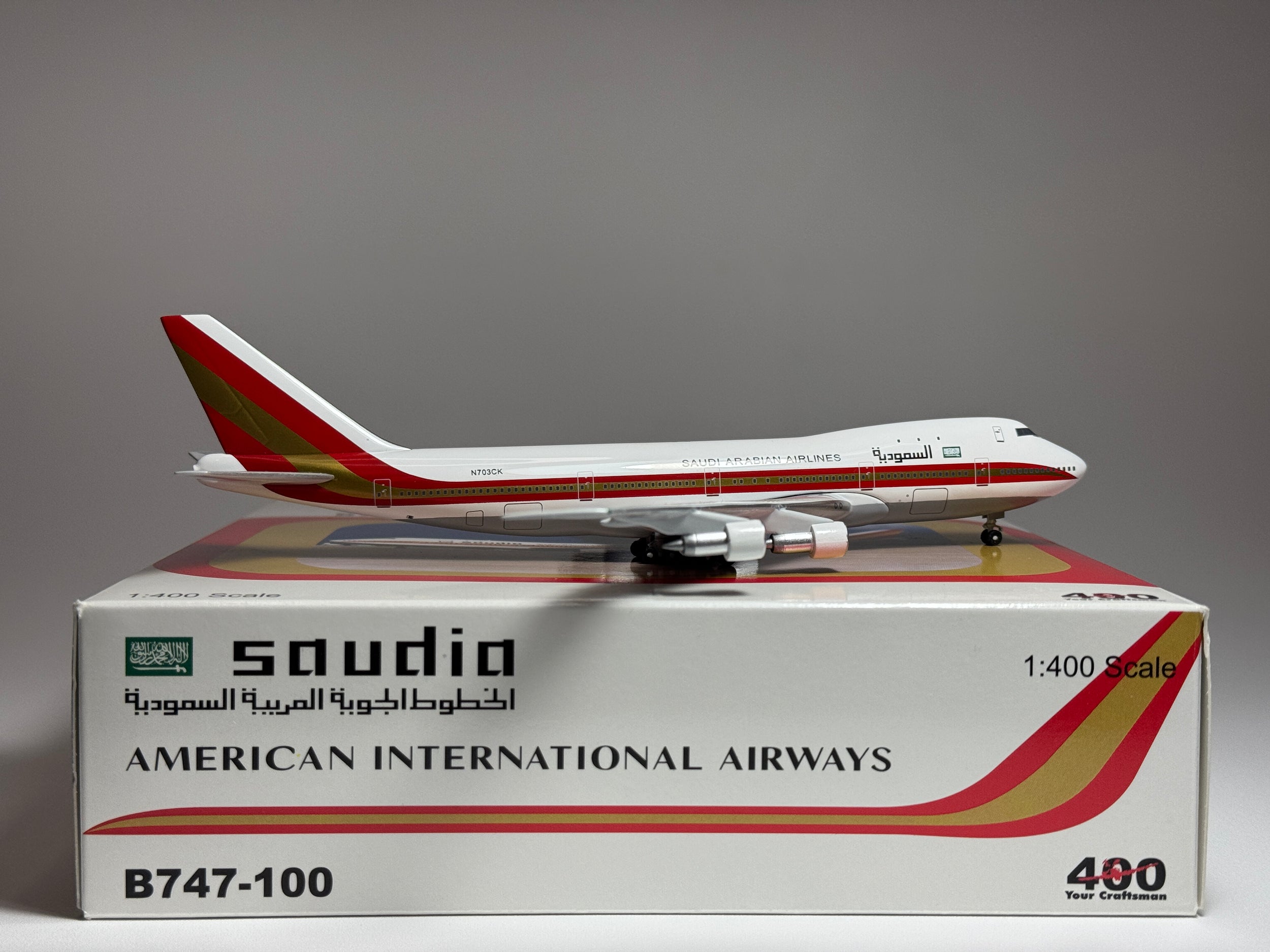 Aeroclassics 1:400 Saudia Boeing 747-100F N703CK Kalitta Hybrid BB4-2003-13C