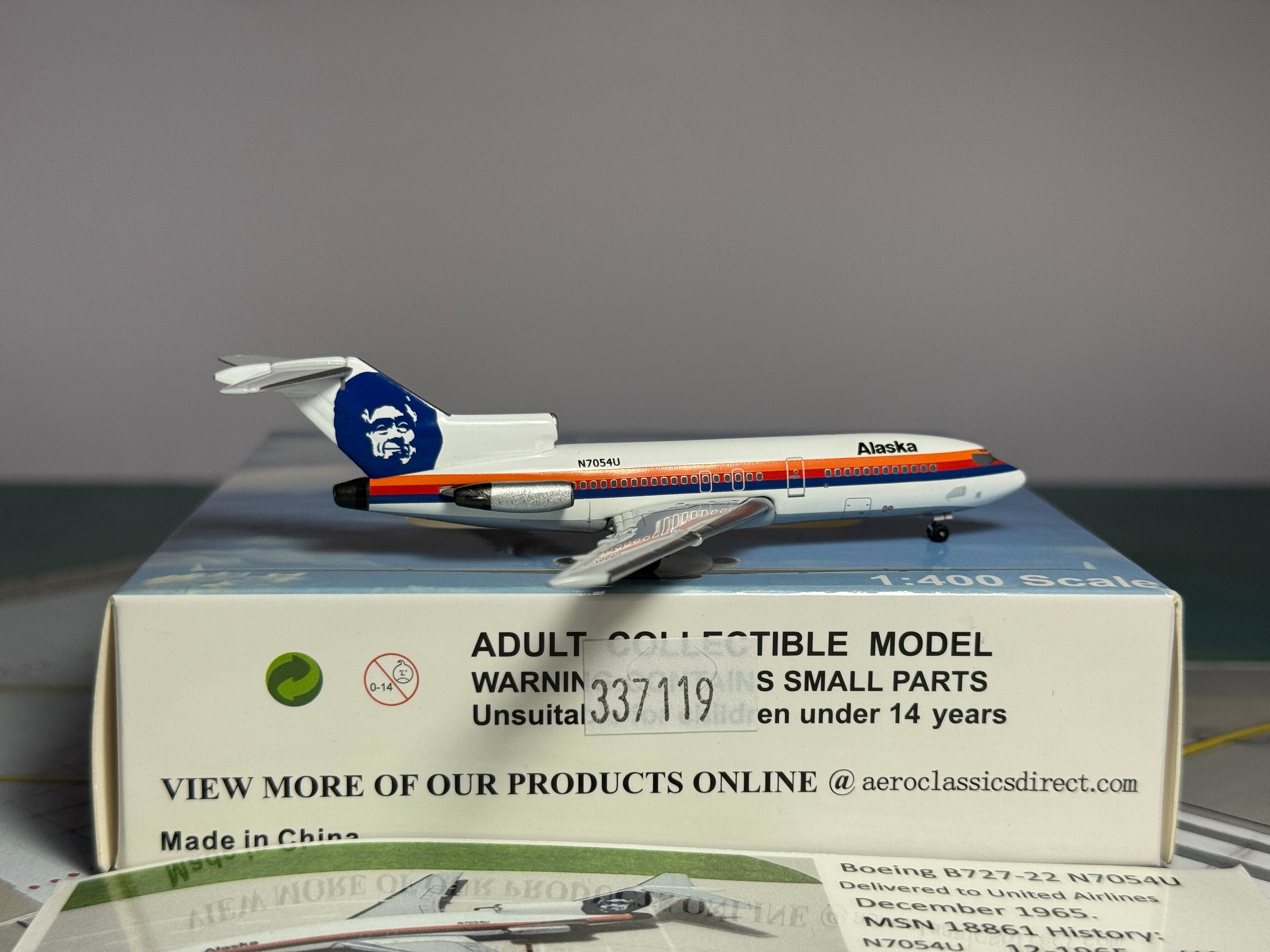 Aeroclassics 1:400 Alaska Boeing 727-100 N7054U Saul Bass Hangar Club
