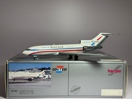 Herpa 1:200 United Airlines Boeing 727-100 N7070U Stars & Bars 551601