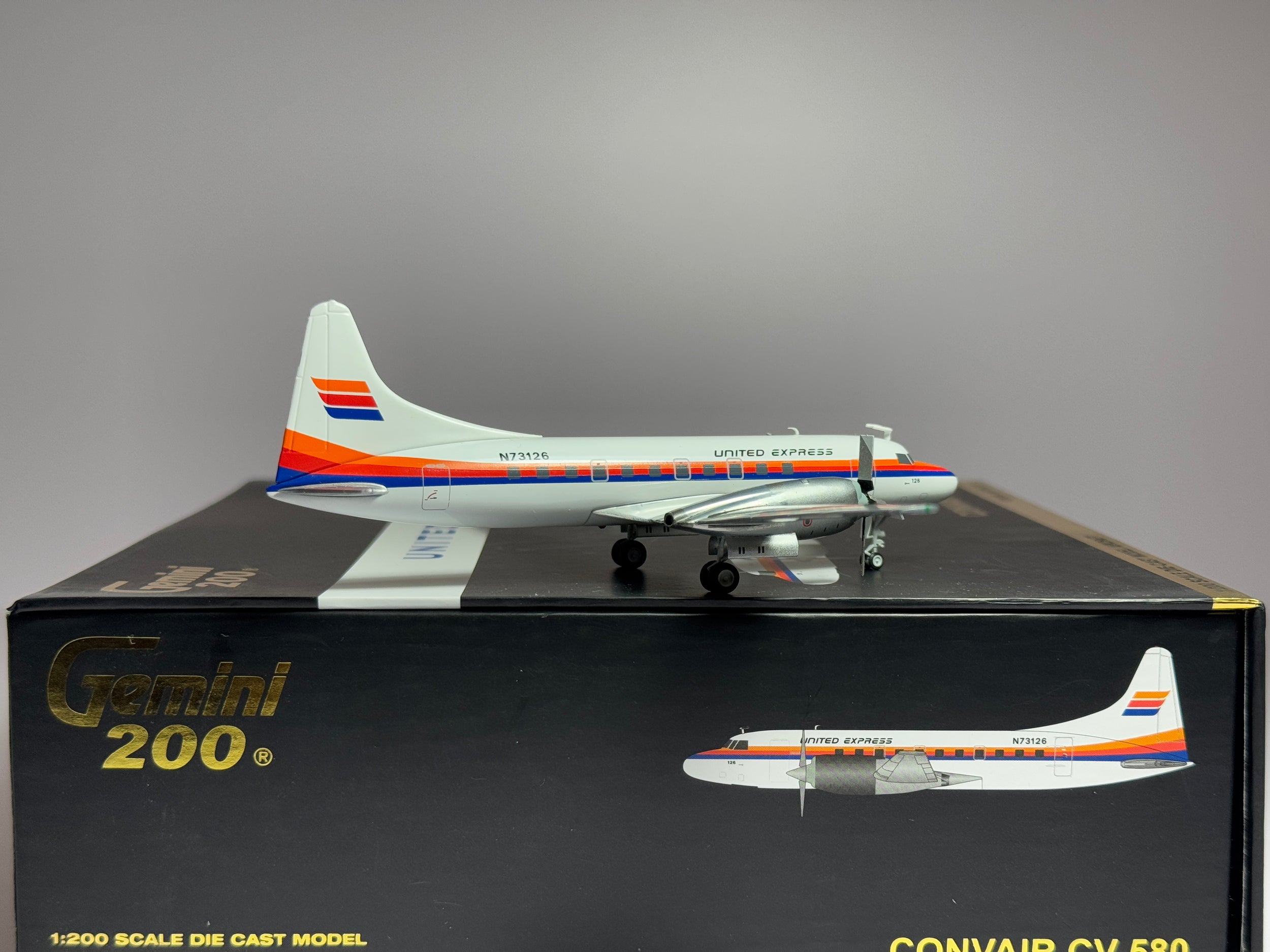 Gemini Jets 1:200 United Express Convair CV-580 N73126 Aspen Air G2UAL318