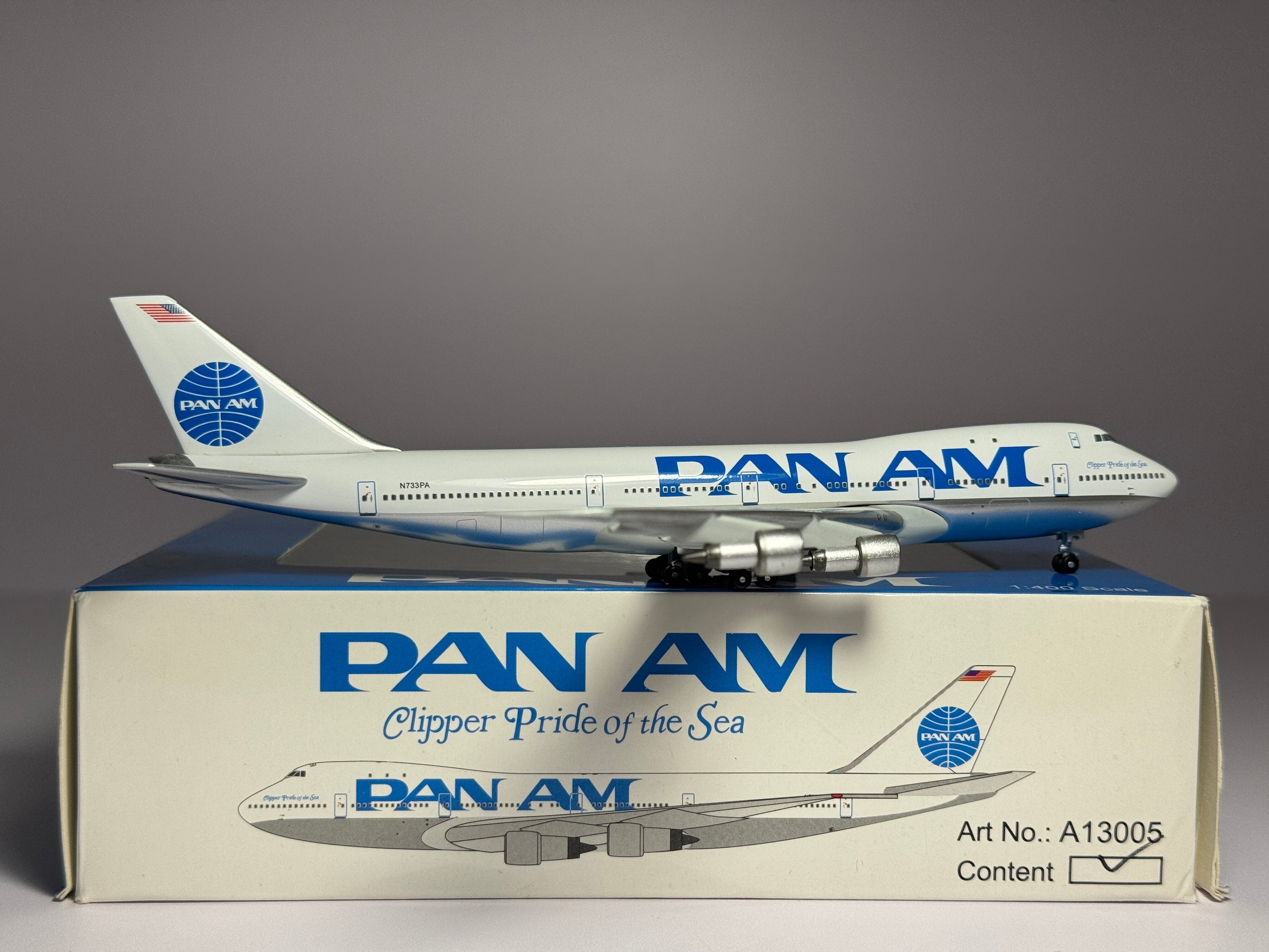 Aeroclassics 1:400 Pan American Boeing 747-200 N733PA Clipper Pride of the Sea BB4-2005-XX