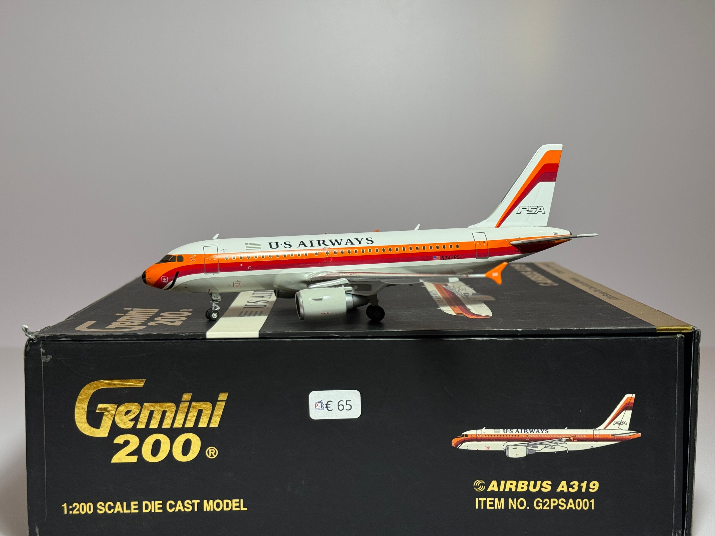 Gemini Jets 1:200 U.S Airways Airbus A319 N742PS PSA Heritage G2PSA001