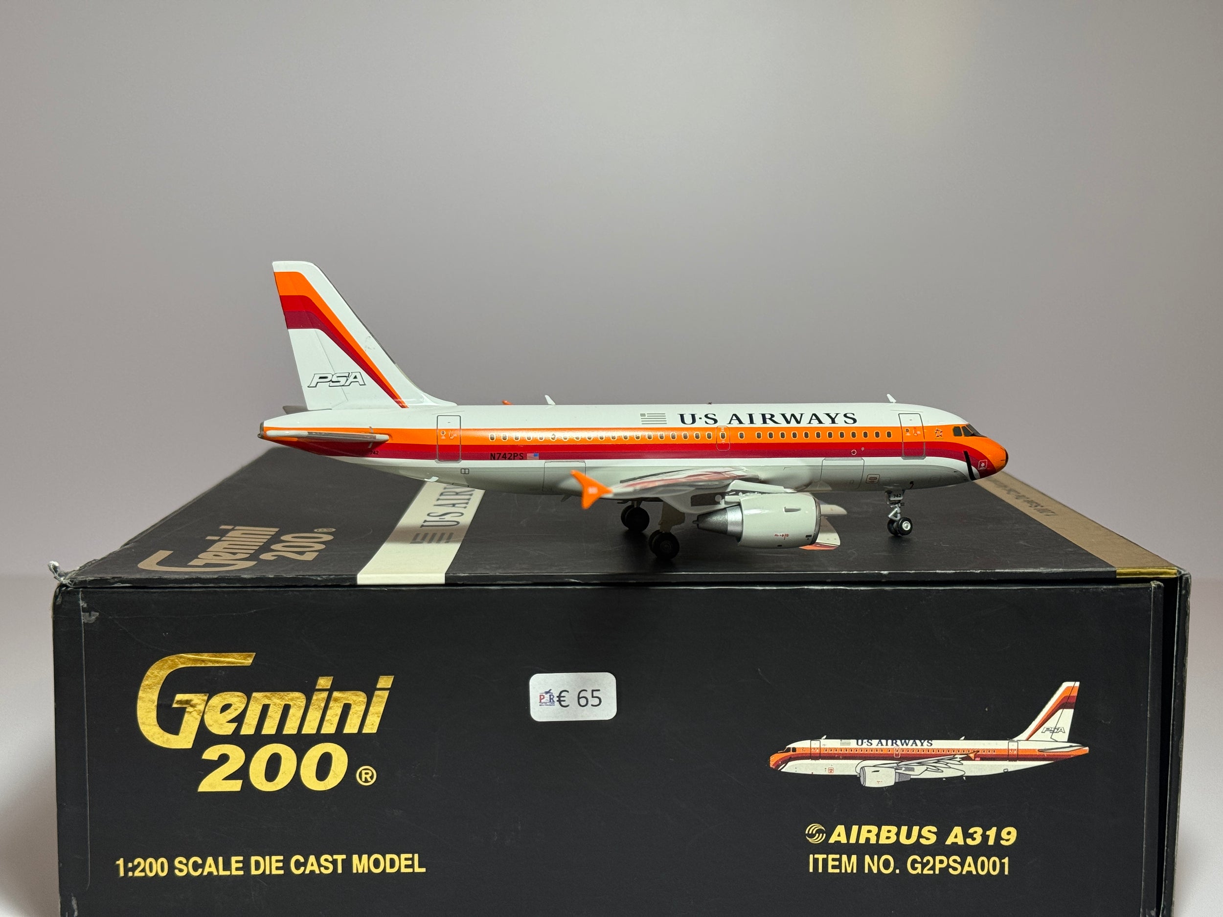 Gemini Jets 1:200 U.S Airways Airbus A319 N742PS PSA Heritage G2PSA001
