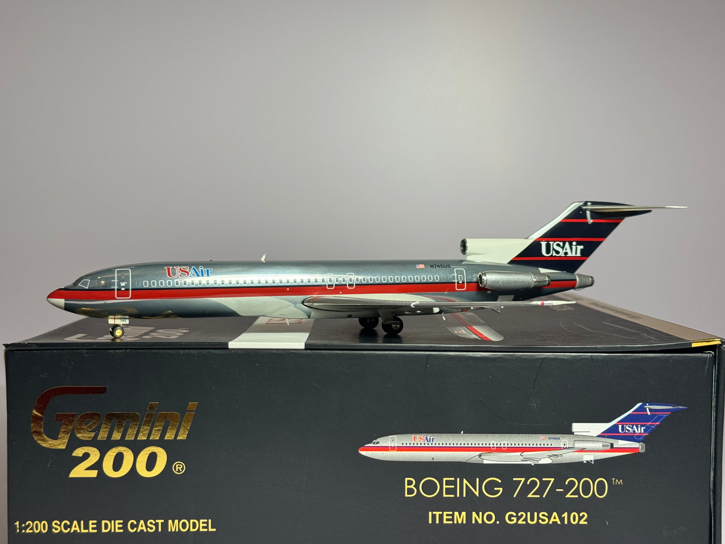 Gemini Jets 1:200 USAir Boeing 727-200 N745US Polished G2USA102