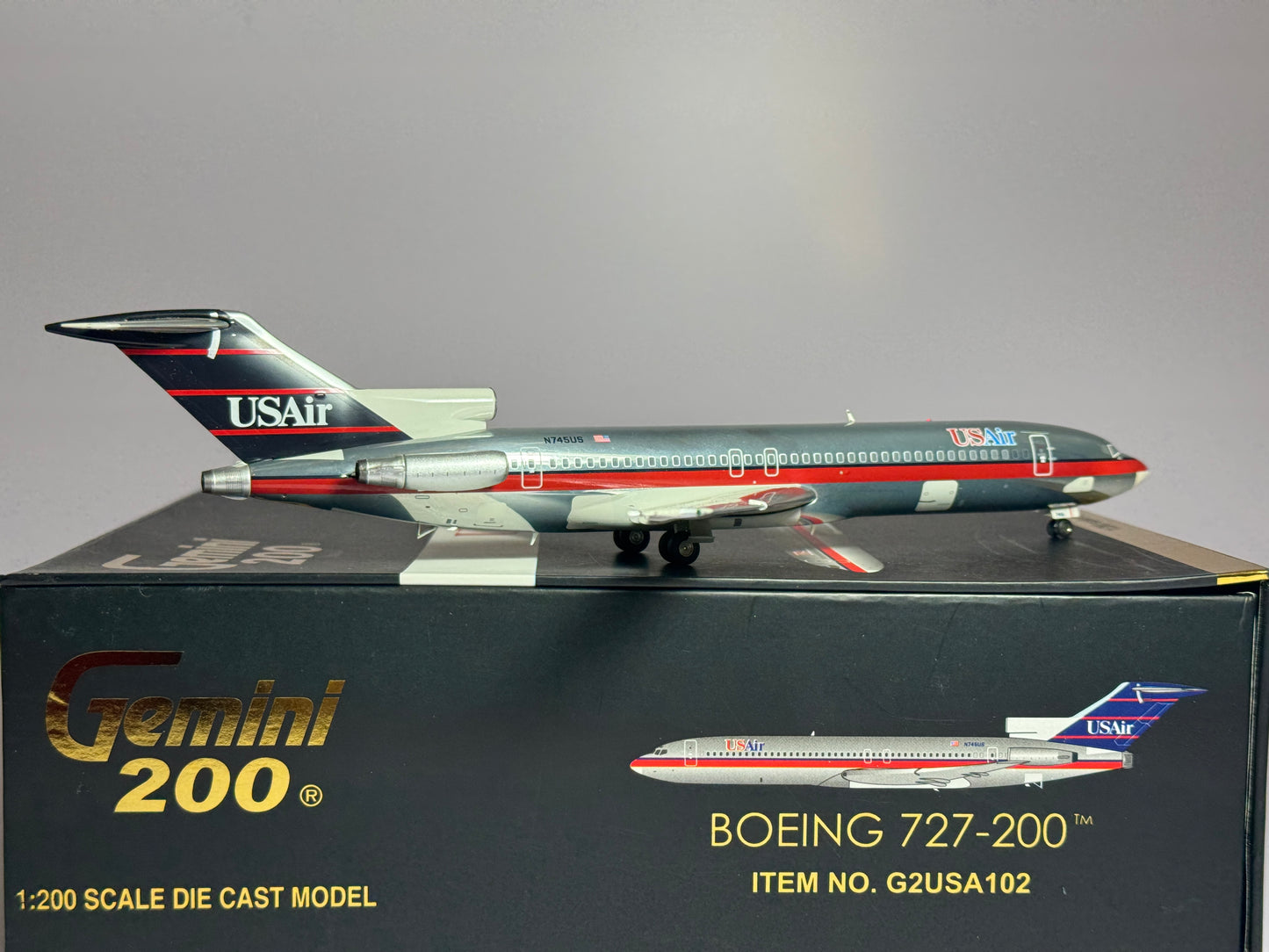 Gemini Jets 1:200 USAir Boeing 727-200 N745US Polished G2USA102
