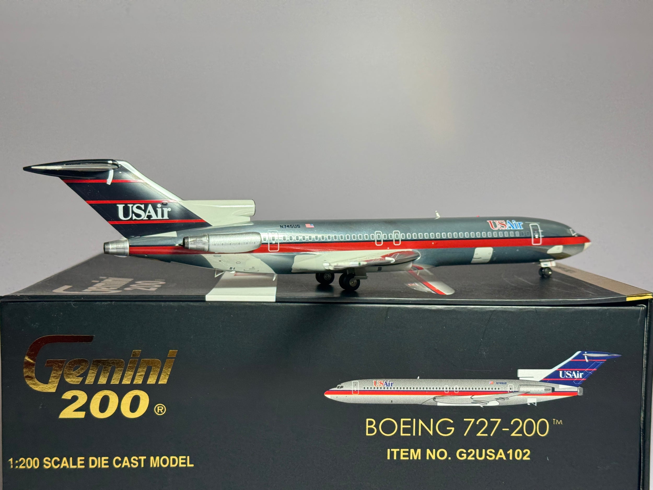 Gemini Jets 1:200 USAir Boeing 727-200 N745US Polished G2USA102