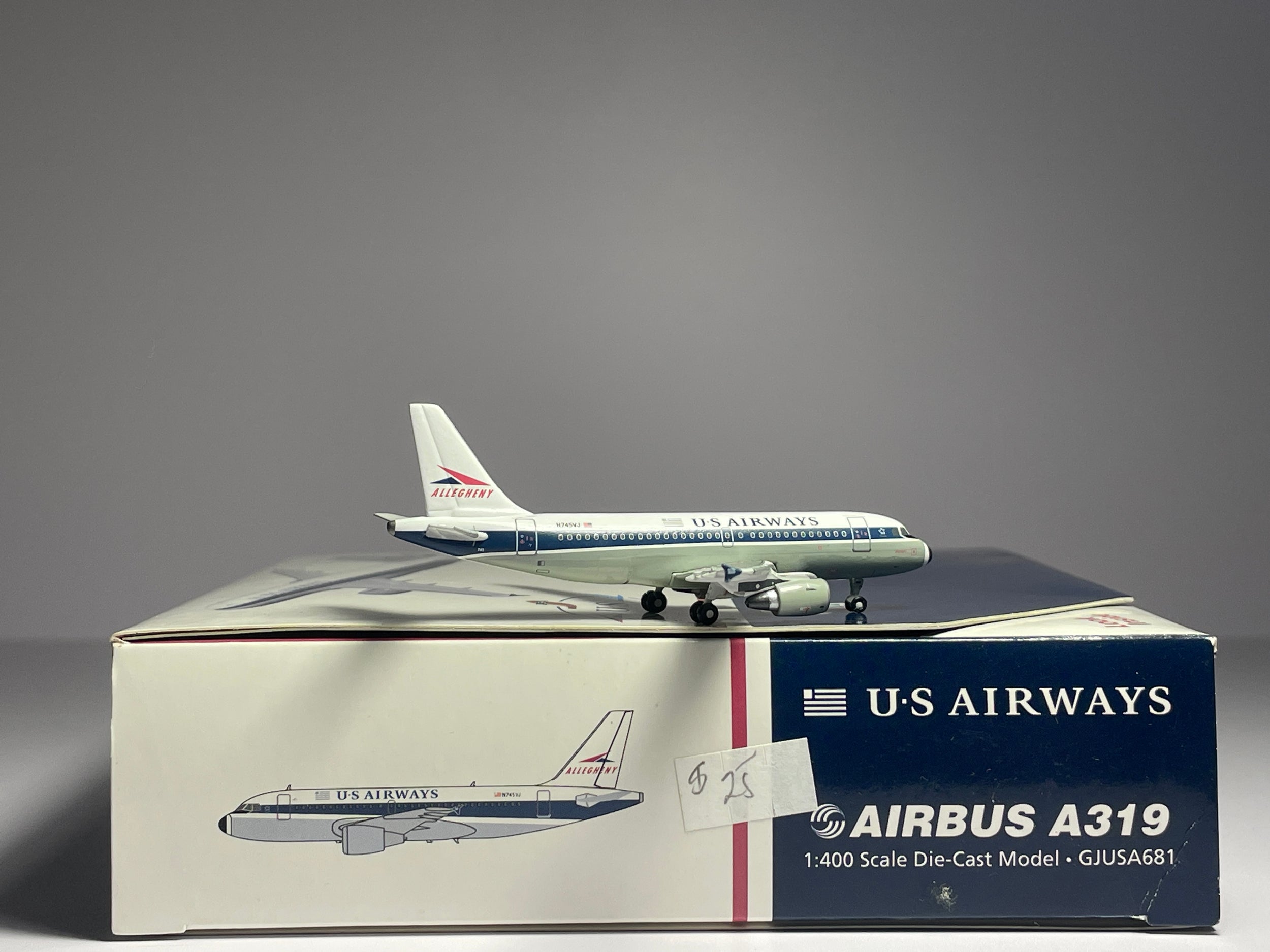 Gemini Jets 1:400 U.S Airways Airbus A319 N745VJ Allegheny Heritage GJUSA681