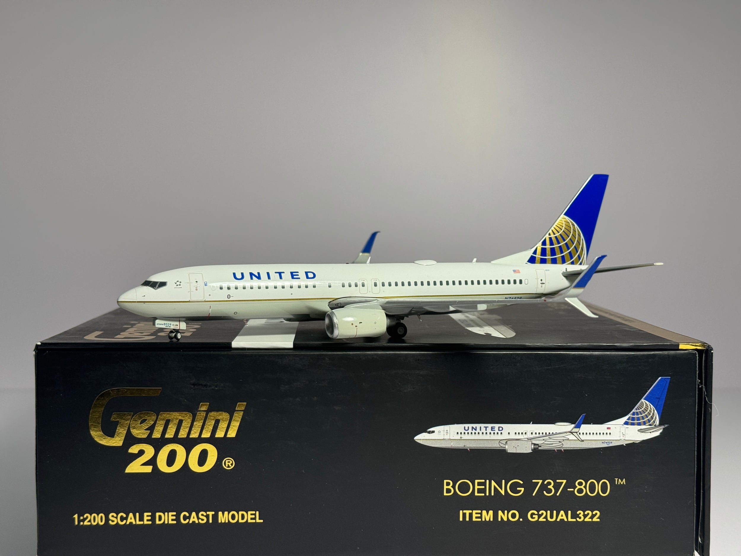 Gemini Jets 1:200 United Airlines Boeing 737-800 N76529 Post Merger G2UAL322