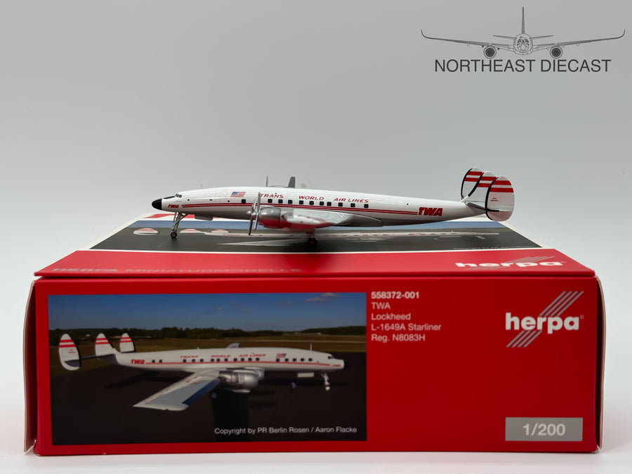 TWA Trans World Airlines Lockheed L-1649 Starliner 1:200 Herpa N8083H (558372-001)