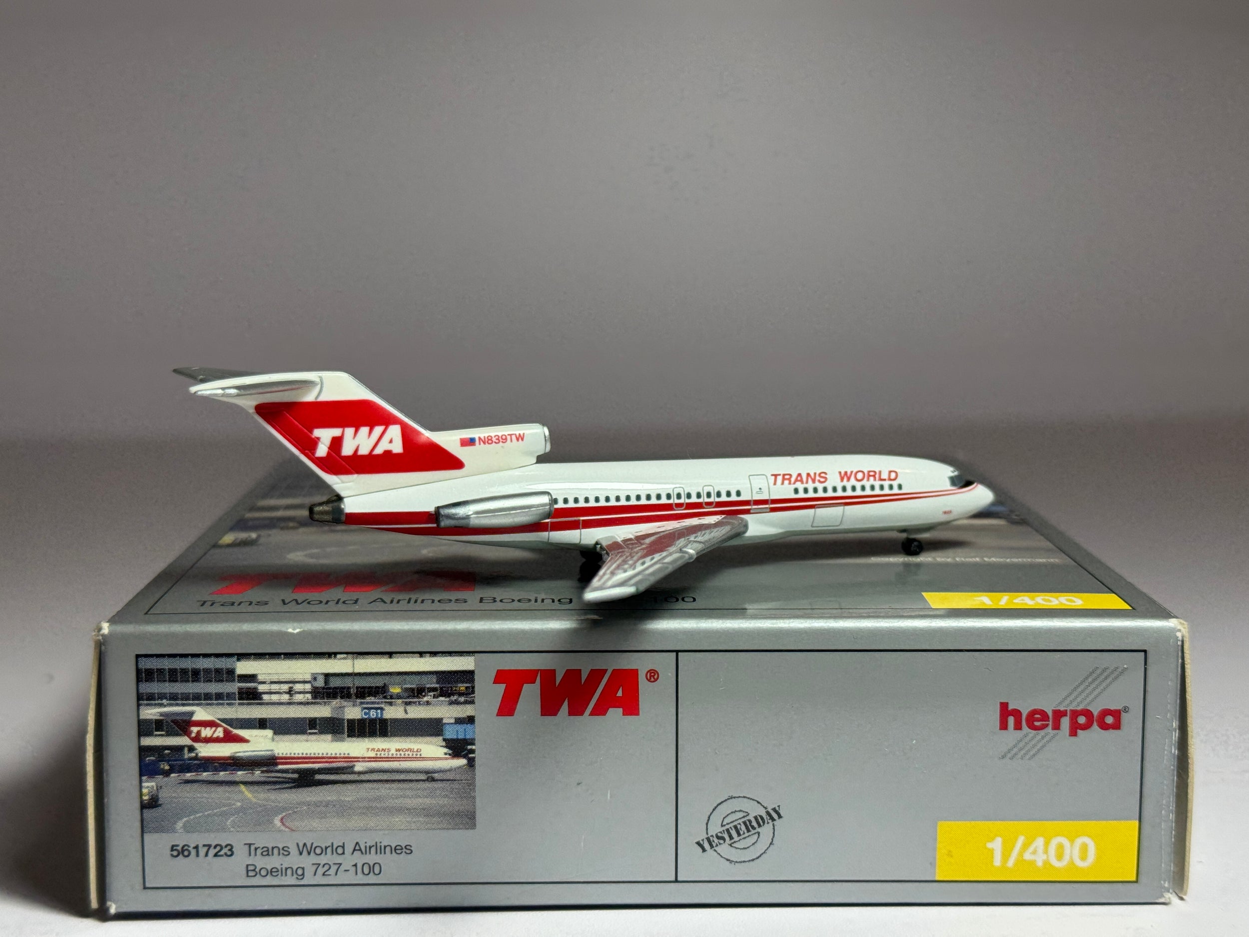 Herpa 1:400 Trans World Airlines Boeing 727-100 N839TW Dual Stripes 561723