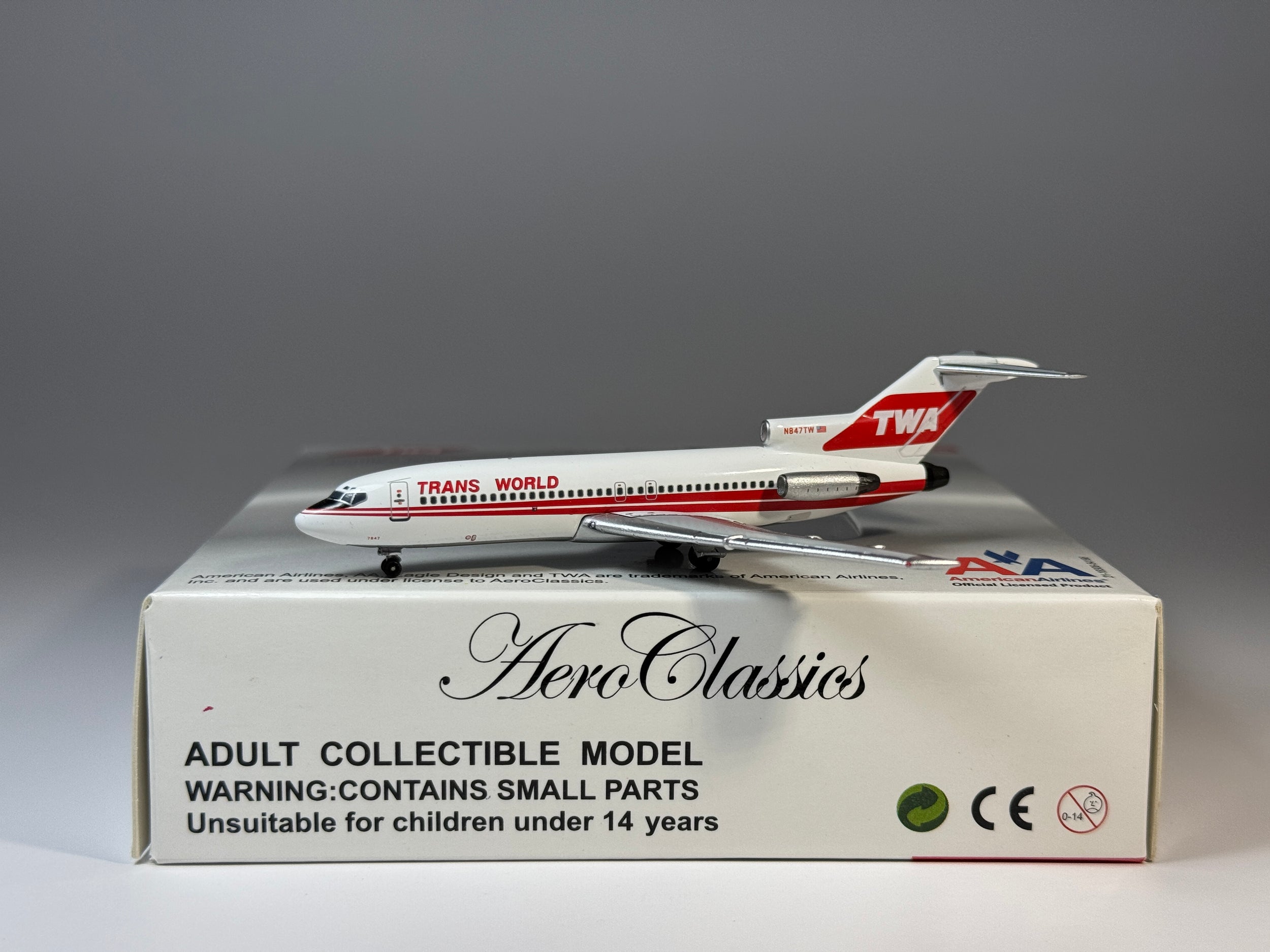 Aeroclassics 1:400 TWA Trans World Airlines Boeing 727-100 N847TW Double Stripe ACN847TW