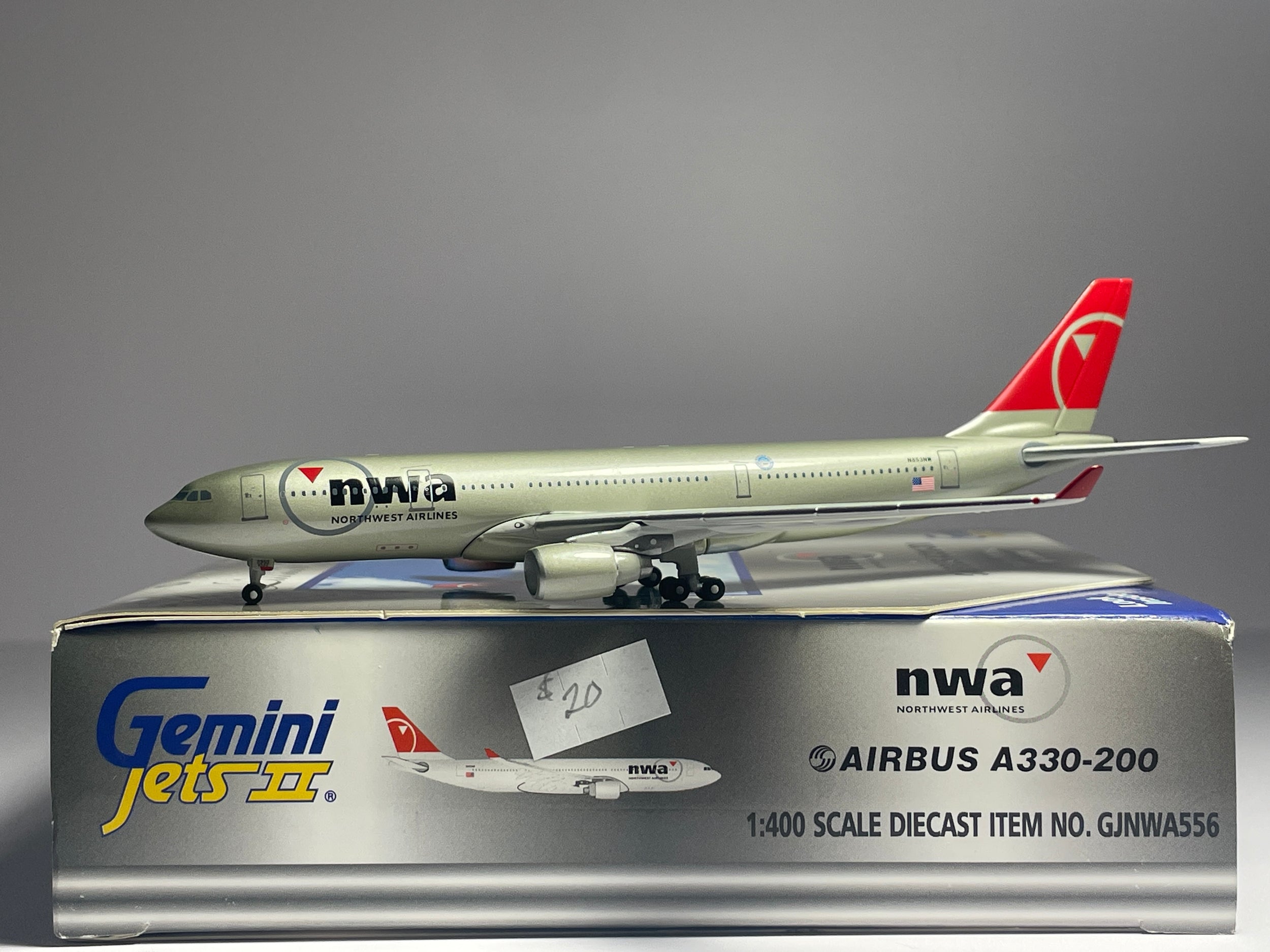 Gemini Jets 1:400 Northwest Airlines Airbus A330-200 N853NW last scheme GJNWA556