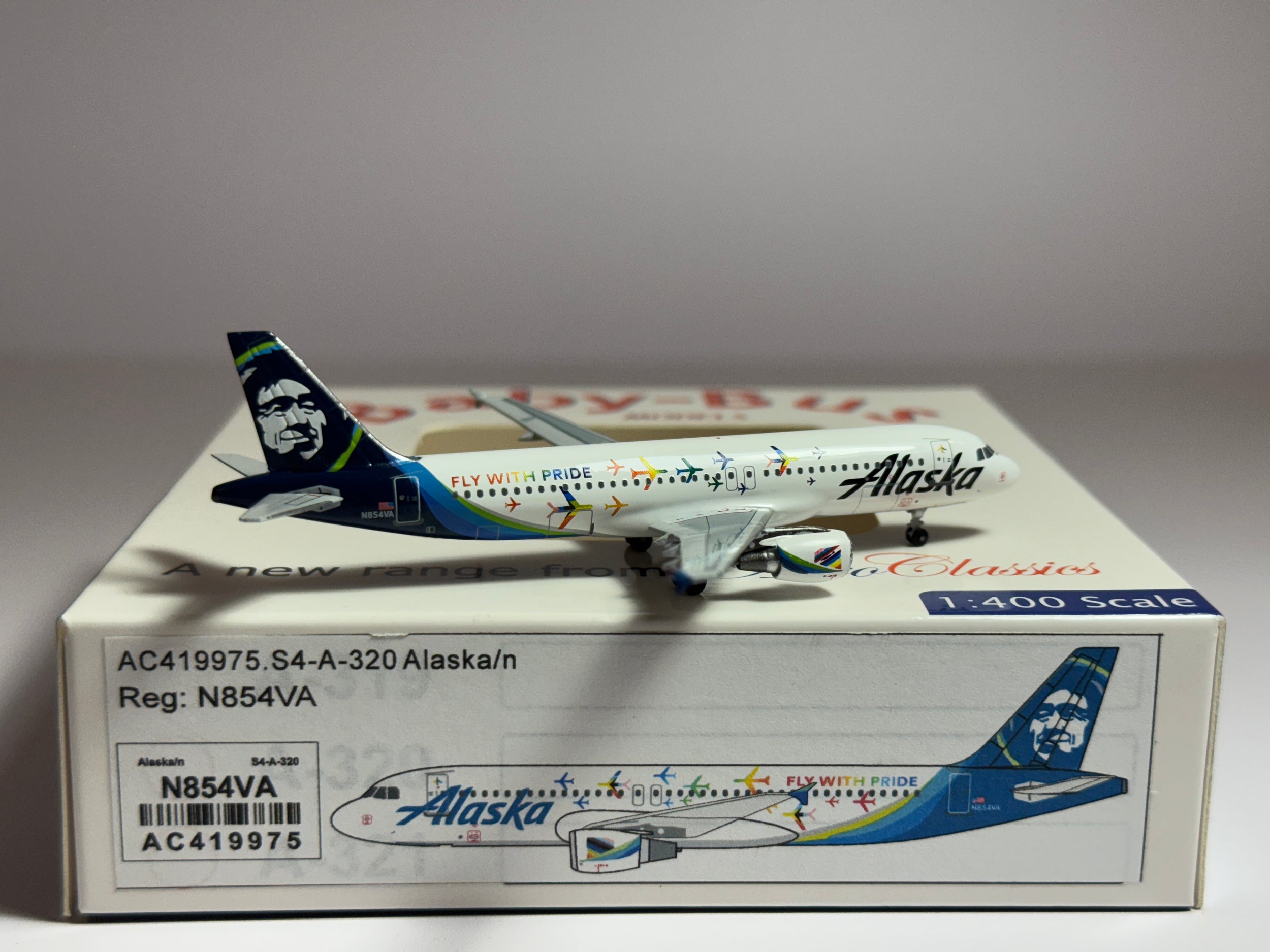 Aeroclassics 1:400 Alaska Airlines Airbus A320-200 N854VA Pride Plane AC419975