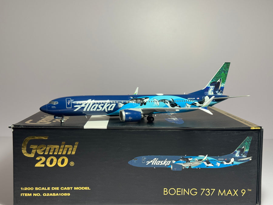 Gemini Jets 1:200 Alaska Airlines Boeing 737 MAX9 N932AK Orca scheme G2ASA1089
