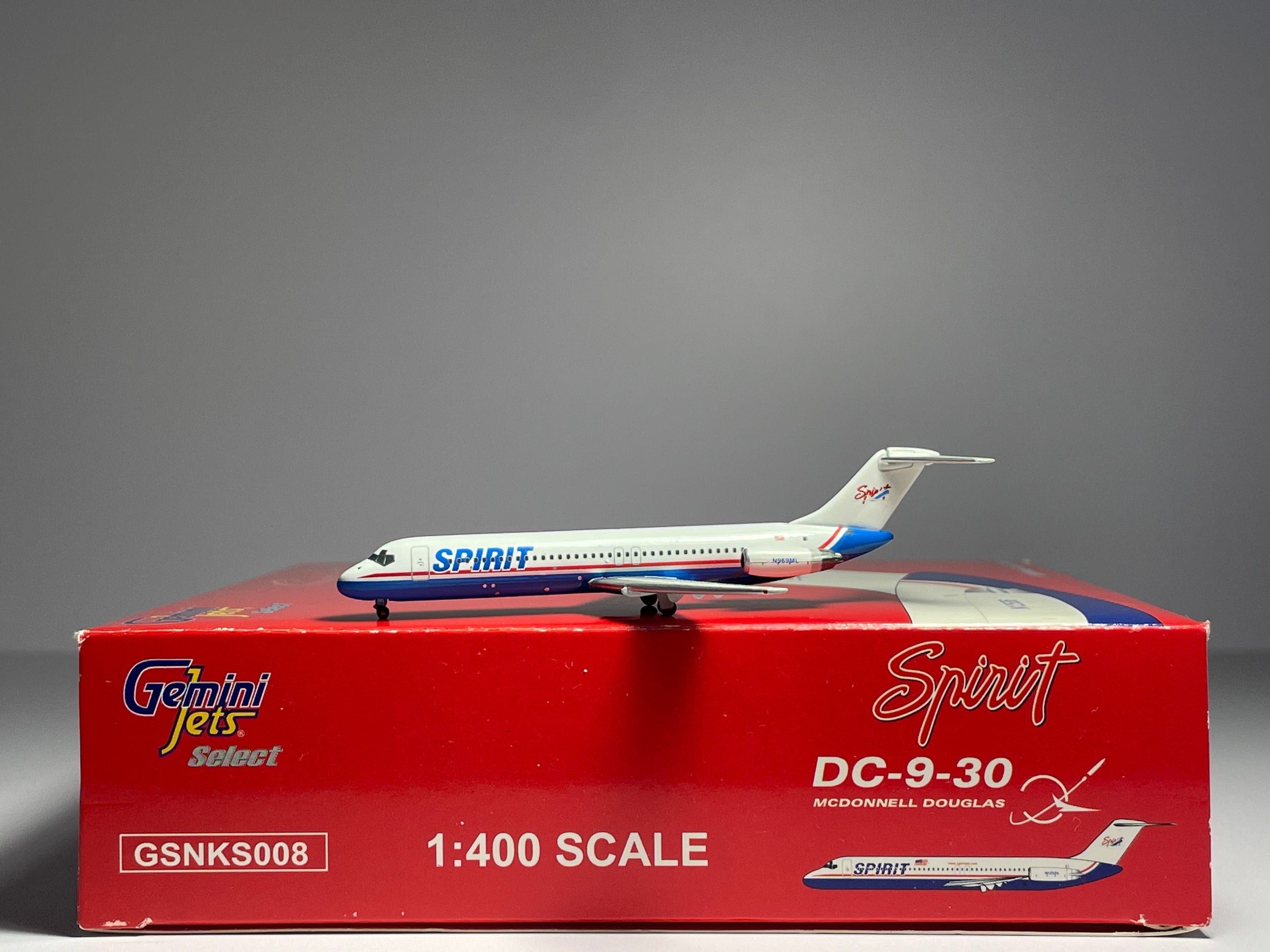 Gemini Jets 1:400 Spirit Airlines Douglas DC-9-30 N969ML 1980s scheme GSNKS008