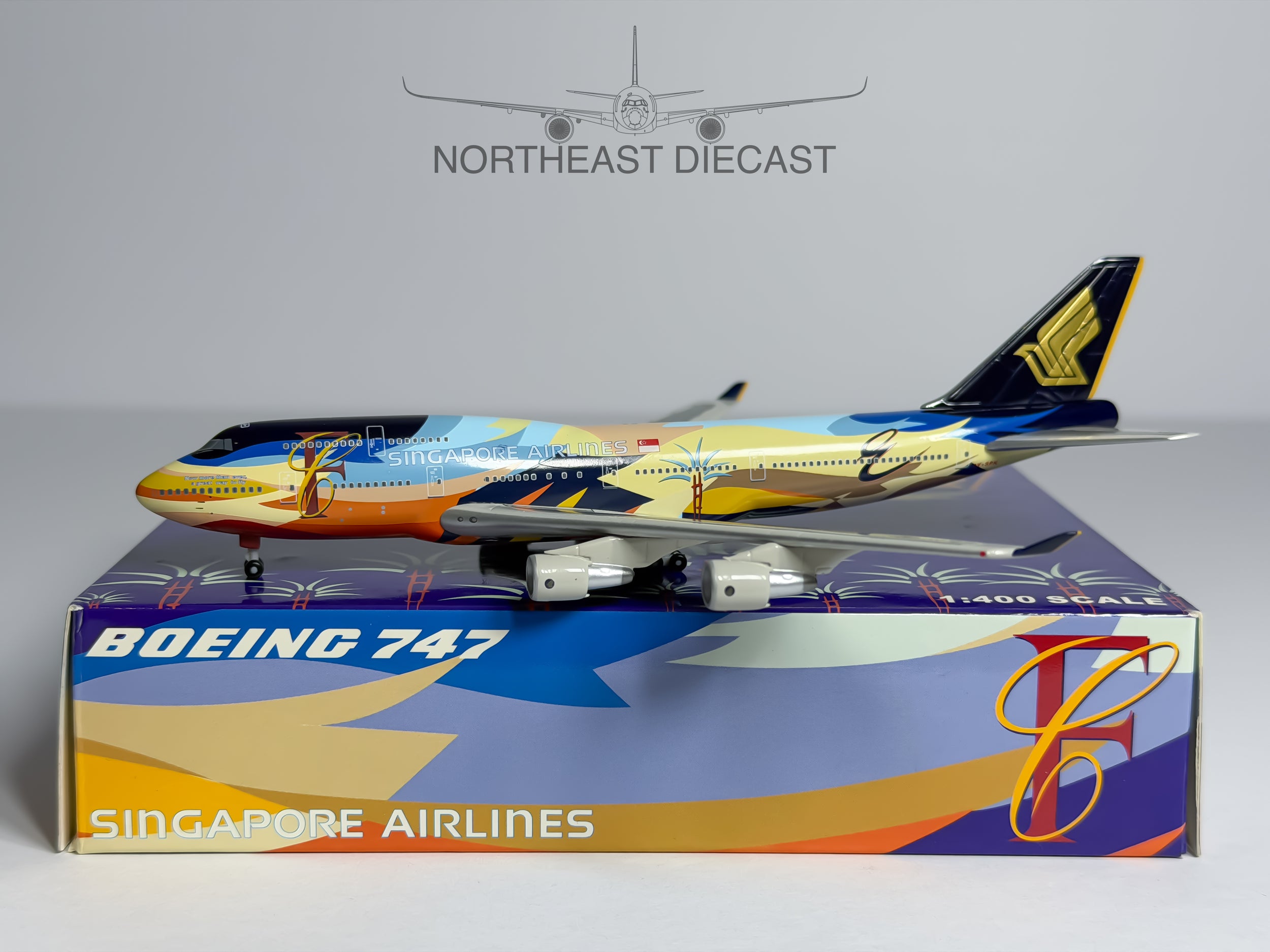 Singapore Airlines Boeing 747-400 1:400 Net Models 9V-SPK (NM4009VSPK)