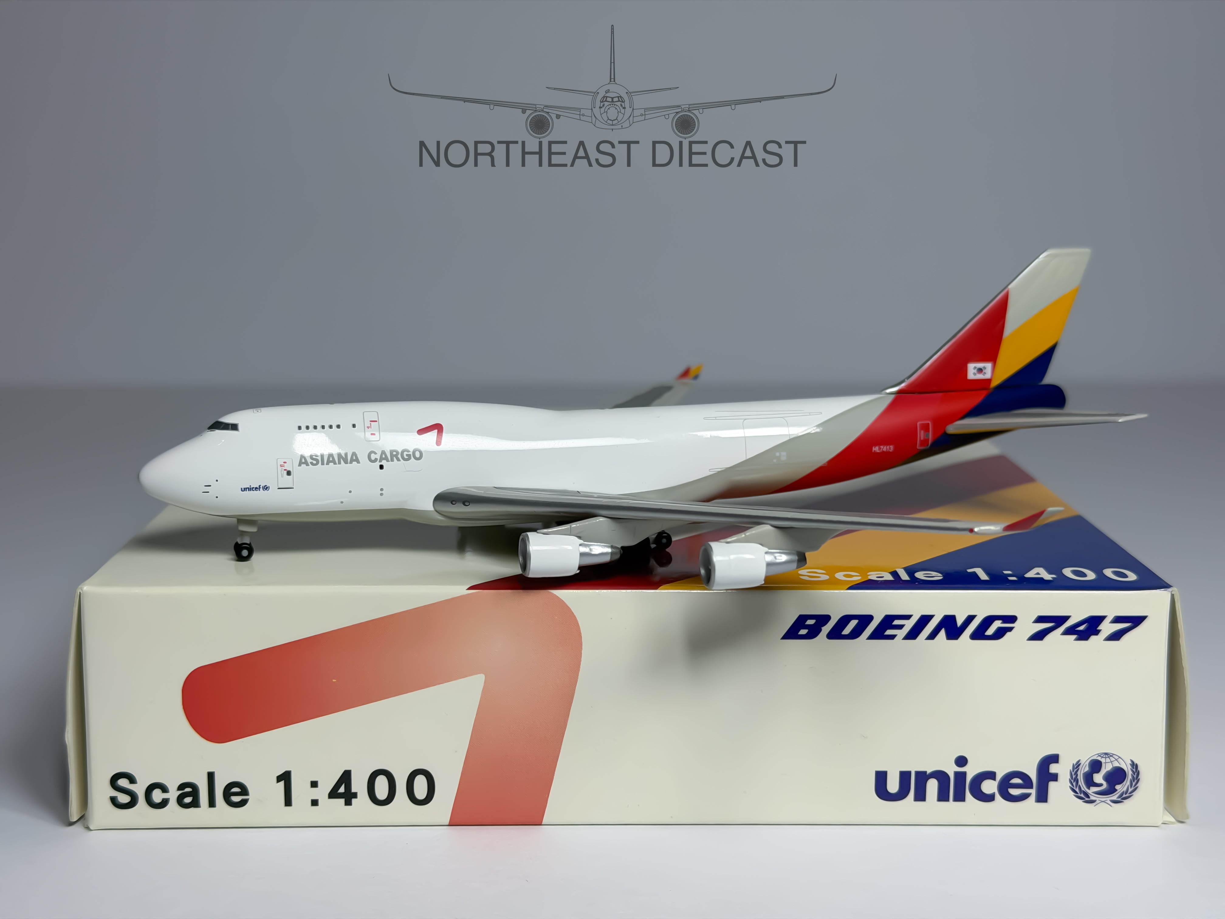 Asiana Cargo Boeing 747-400F 1:400 Net Models HL7413 (NM400HL7413)