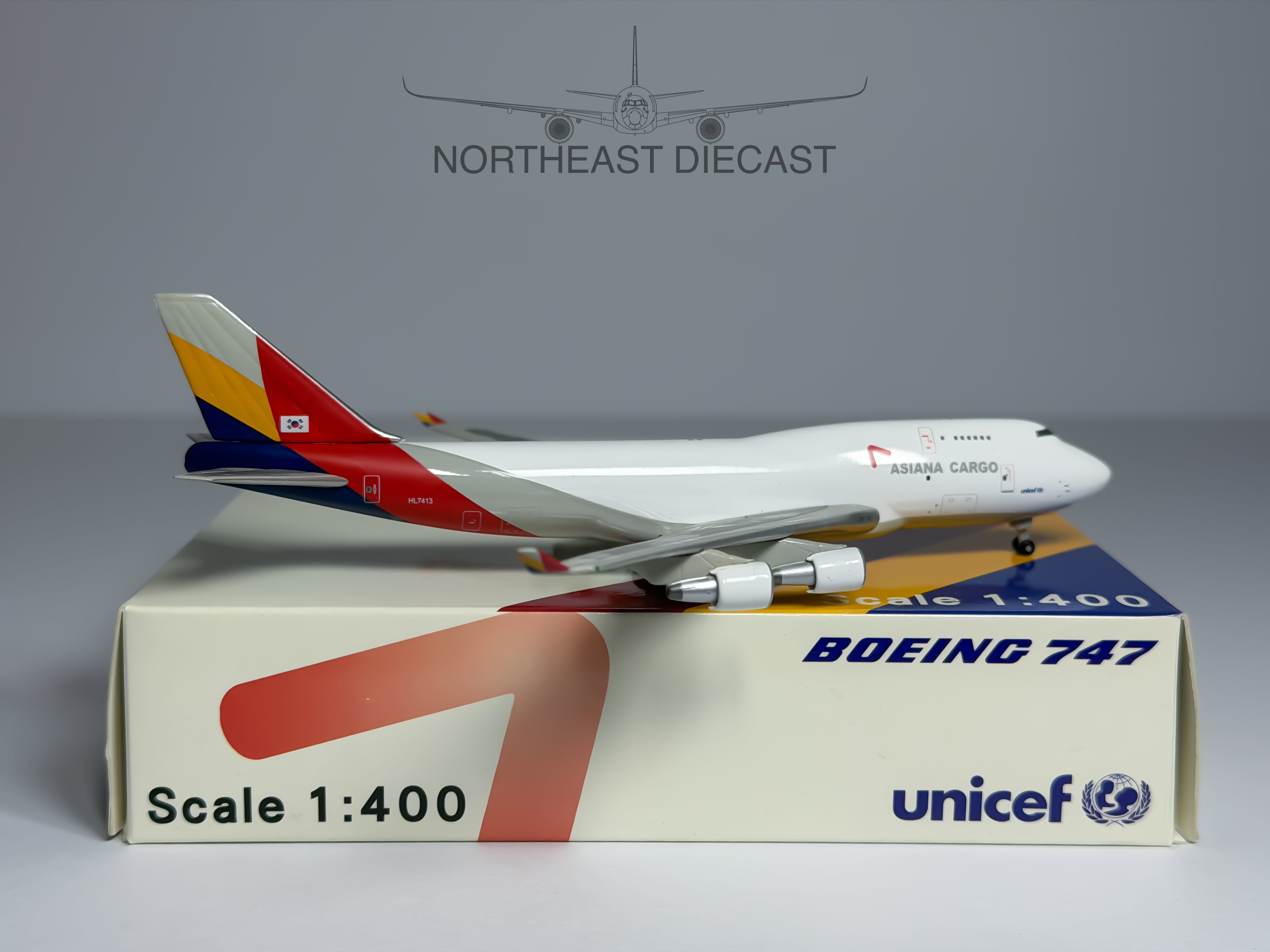 Asiana Cargo Boeing 747-400F 1:400 Net Models HL7413 (NM400HL7413)