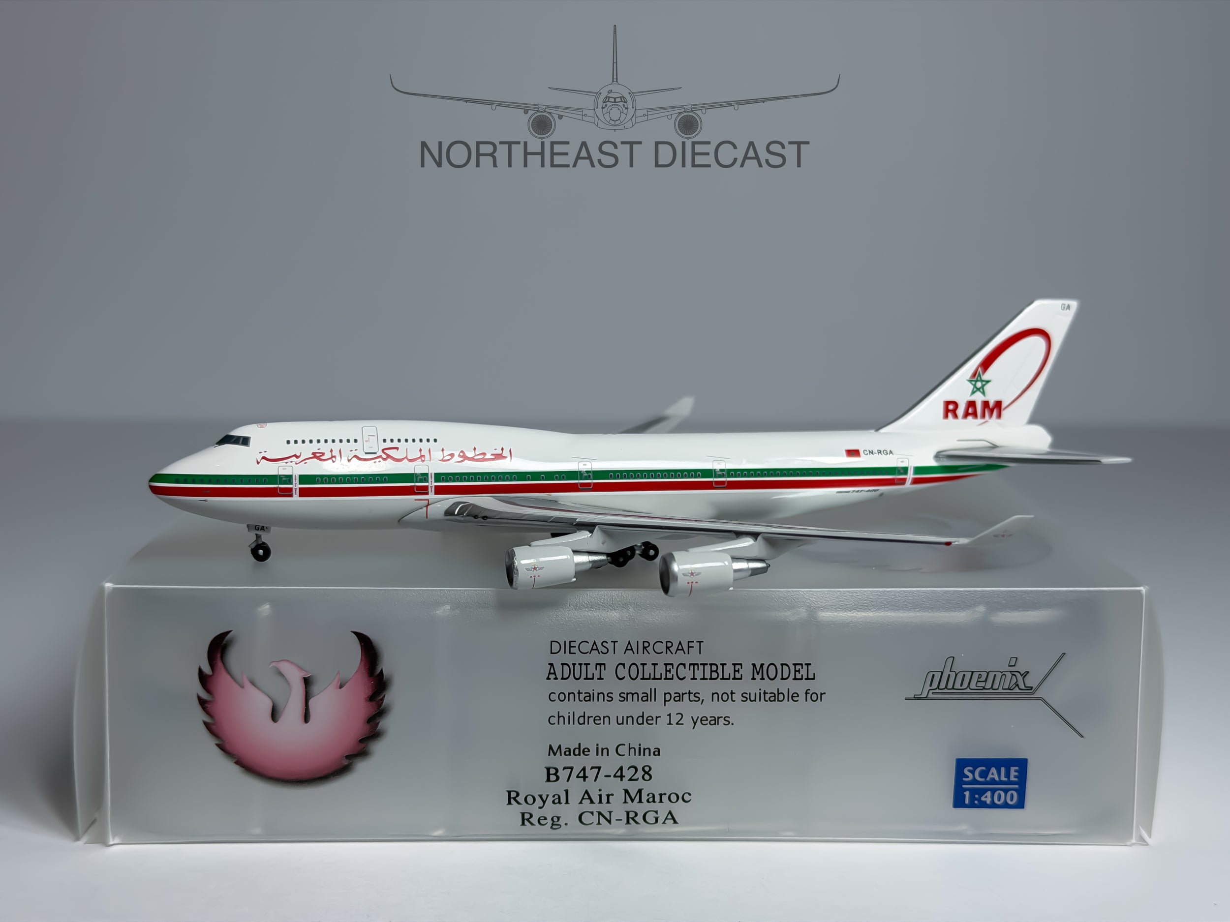 Royal Air Maroc Boeing 747-400 1:400 Phoenix CN-RGA (PH4RAM048)
