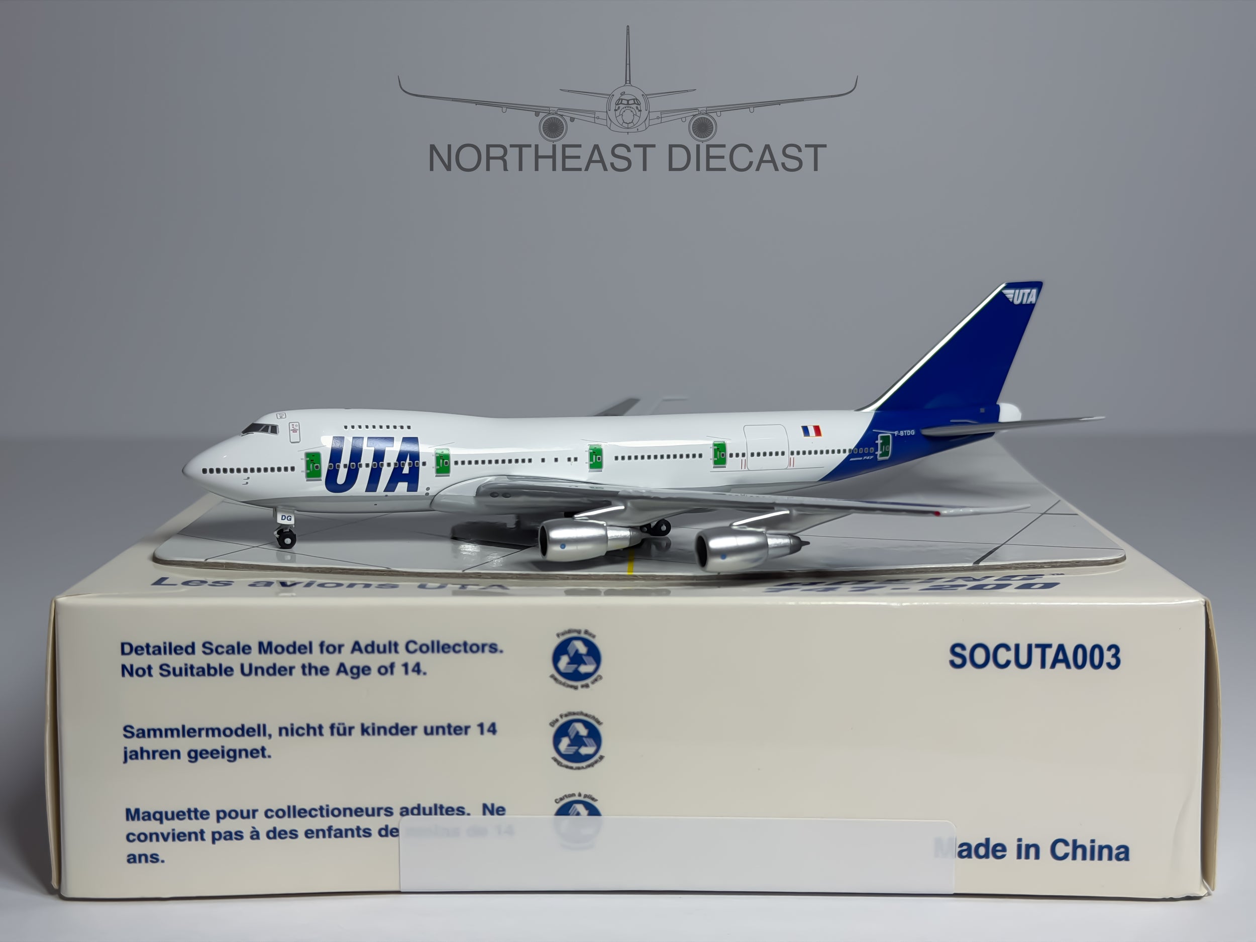 Union de Transports Aeriens (UTA) Boeing 747-200 1:400 SOCATEC F-BTDG (SOCUTA003)