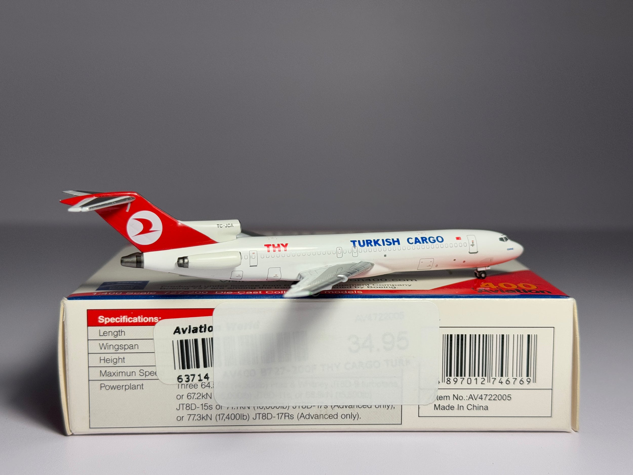 Aviation400 1:400 Turkish Cargo Boeing 727-200 TC-JCA AV4722005