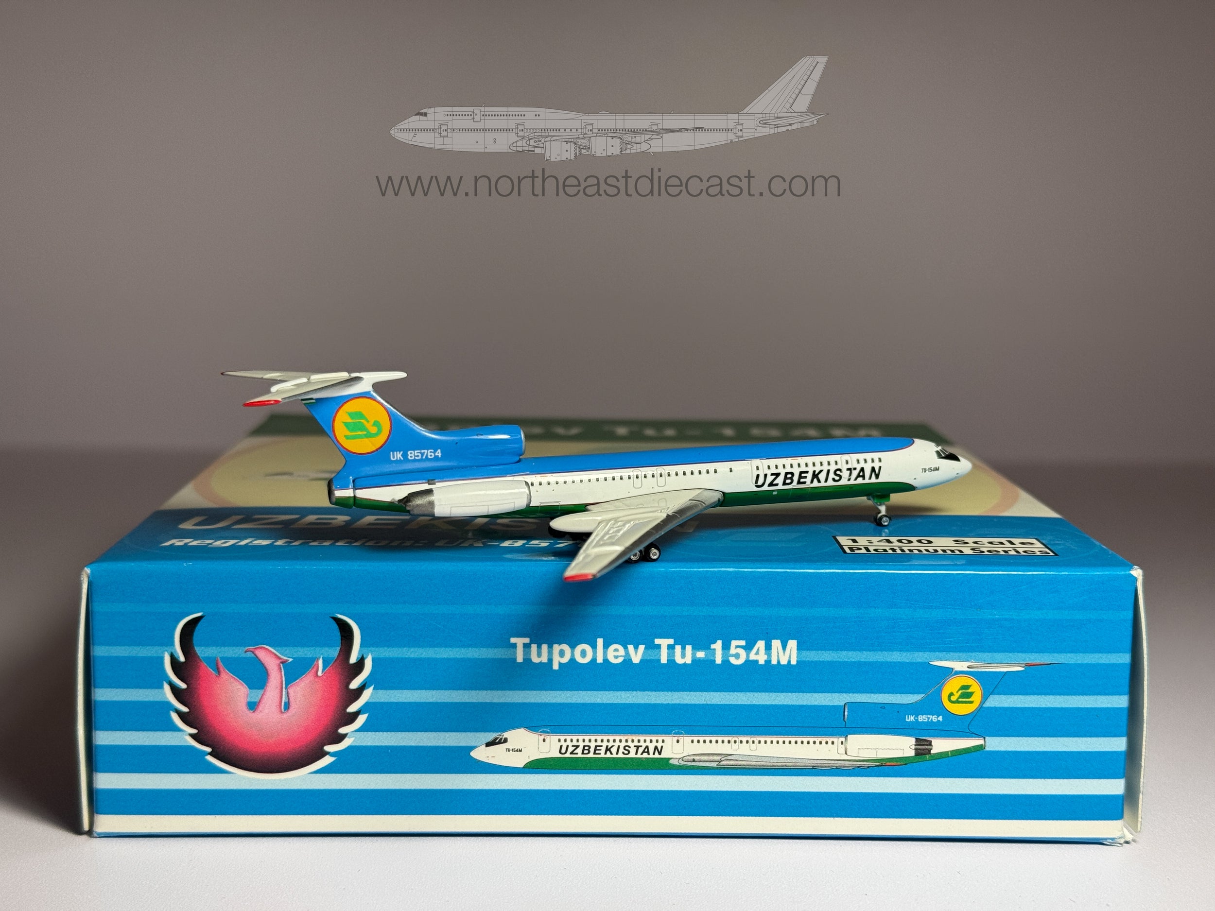 Uzbekistan Airways Tupolev TU-154M 1:400 Phoenix UK-85764 (PH410830)