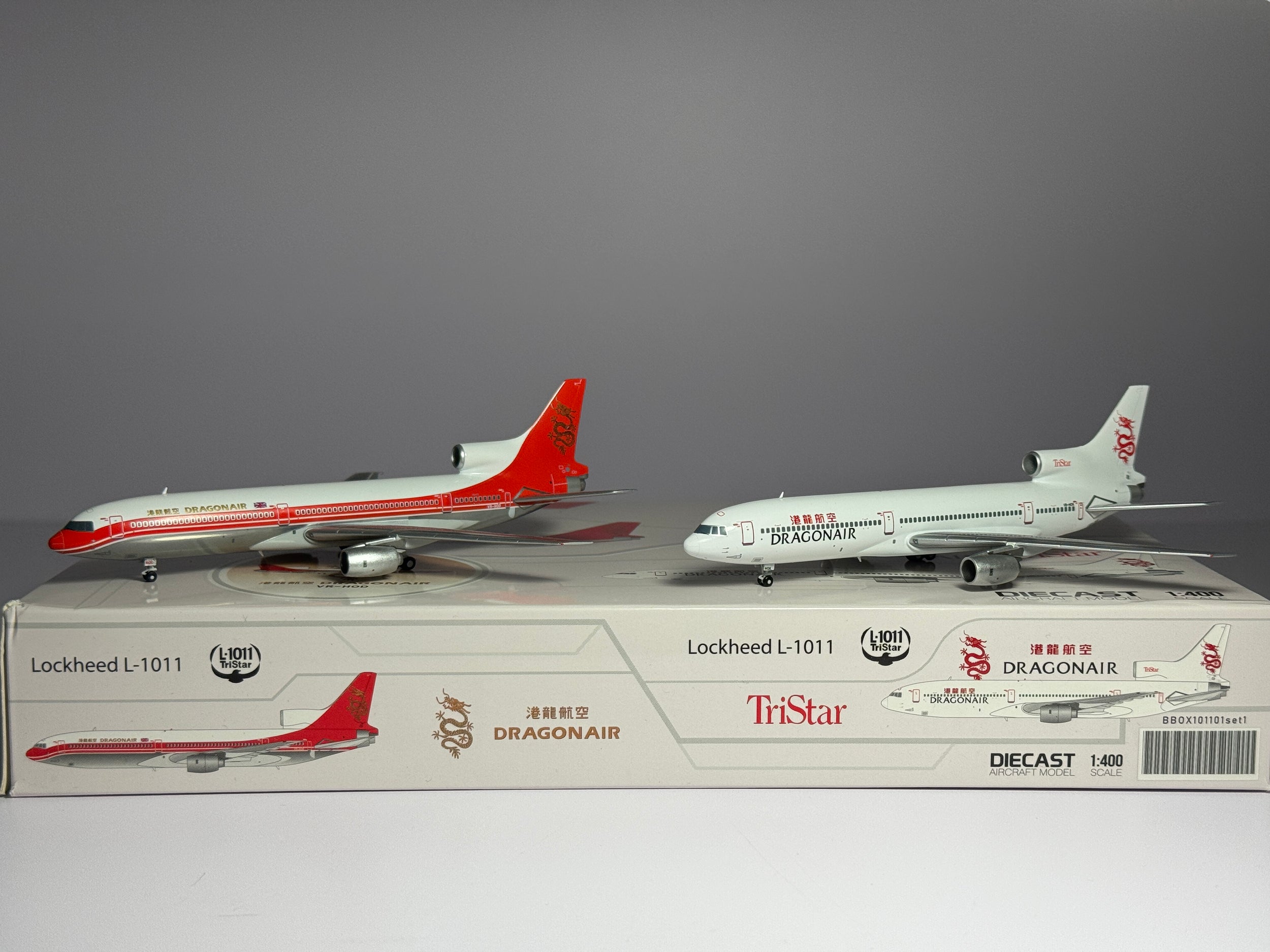 JC Wings 1:400 Dragonair Lockheed L-1011 Tristar VR-HOK & VR-HOD 2 Plane Set BBOX101101SET1