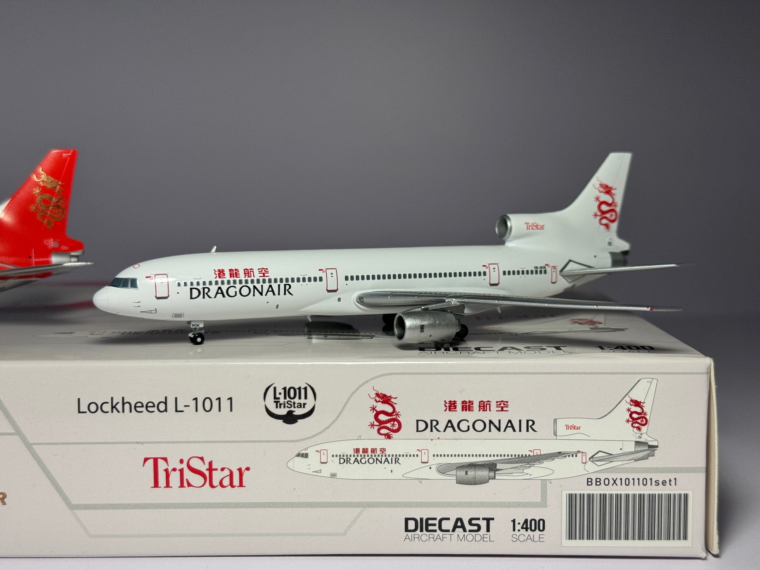 JC Wings 1:400 Dragonair Lockheed L-1011 Tristar VR-HOK & VR-HOD 2 Plane Set BBOX101101SET1