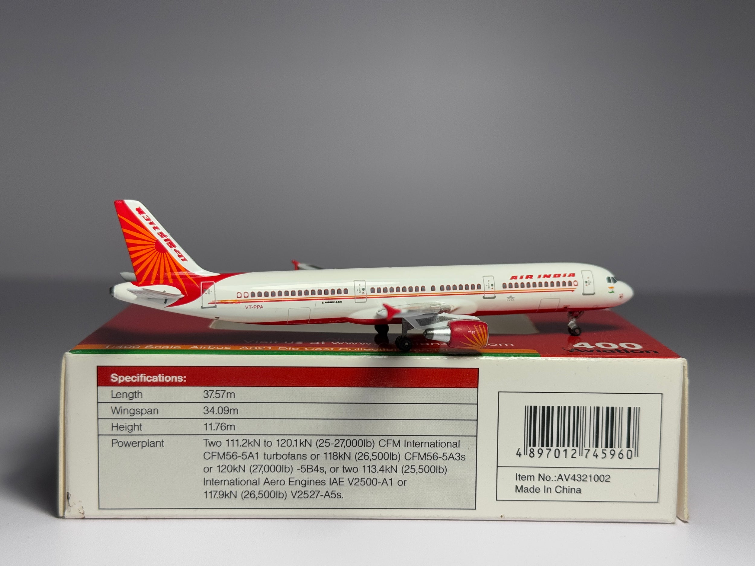 Aviation400 1:400 Air India Airbus A321 VT-PPA old scheme AV4321002