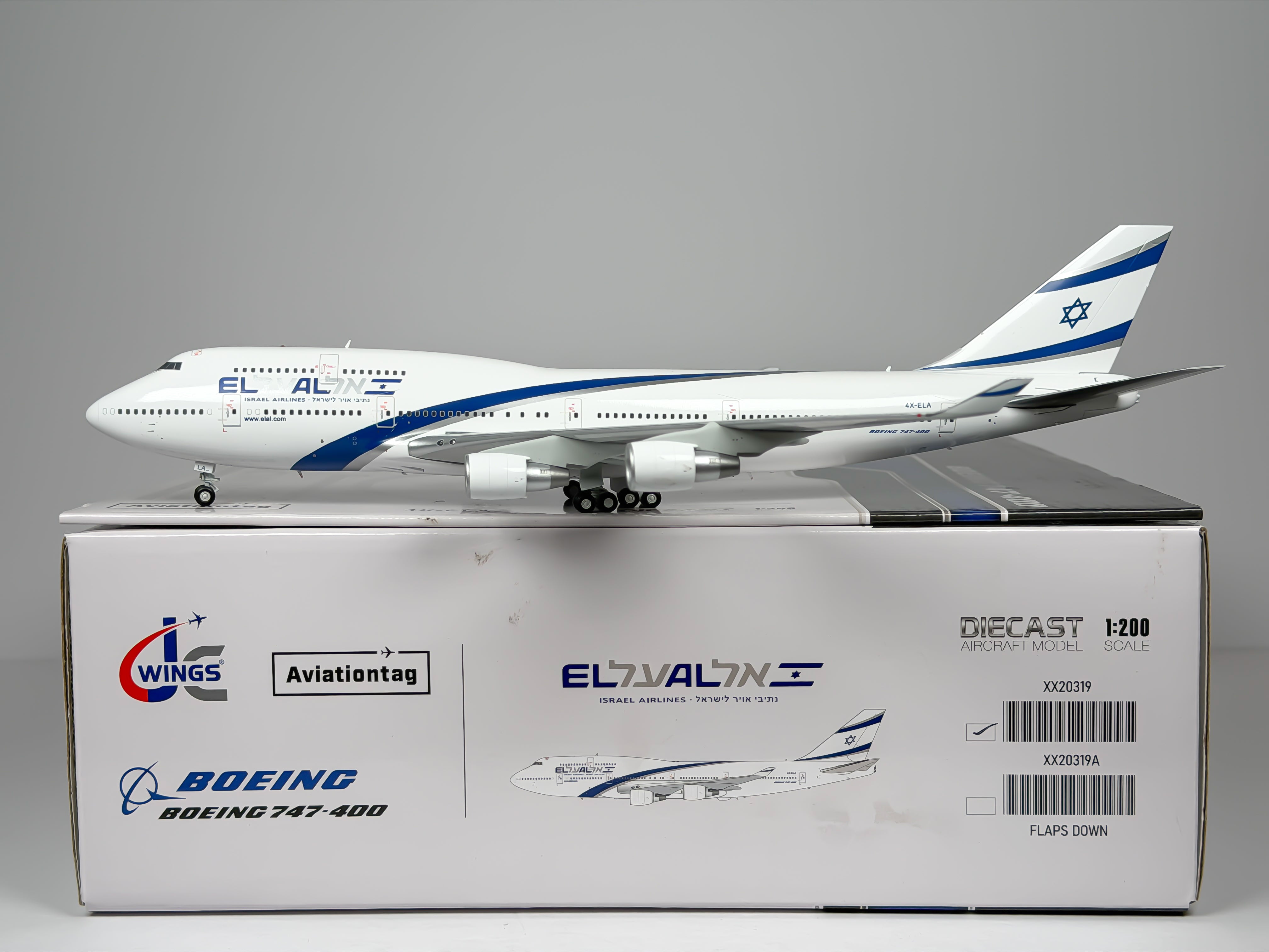 El Al Israel Airlines Boeing 747-400 1:200 JC Wings 4X-ELA (XX20319)