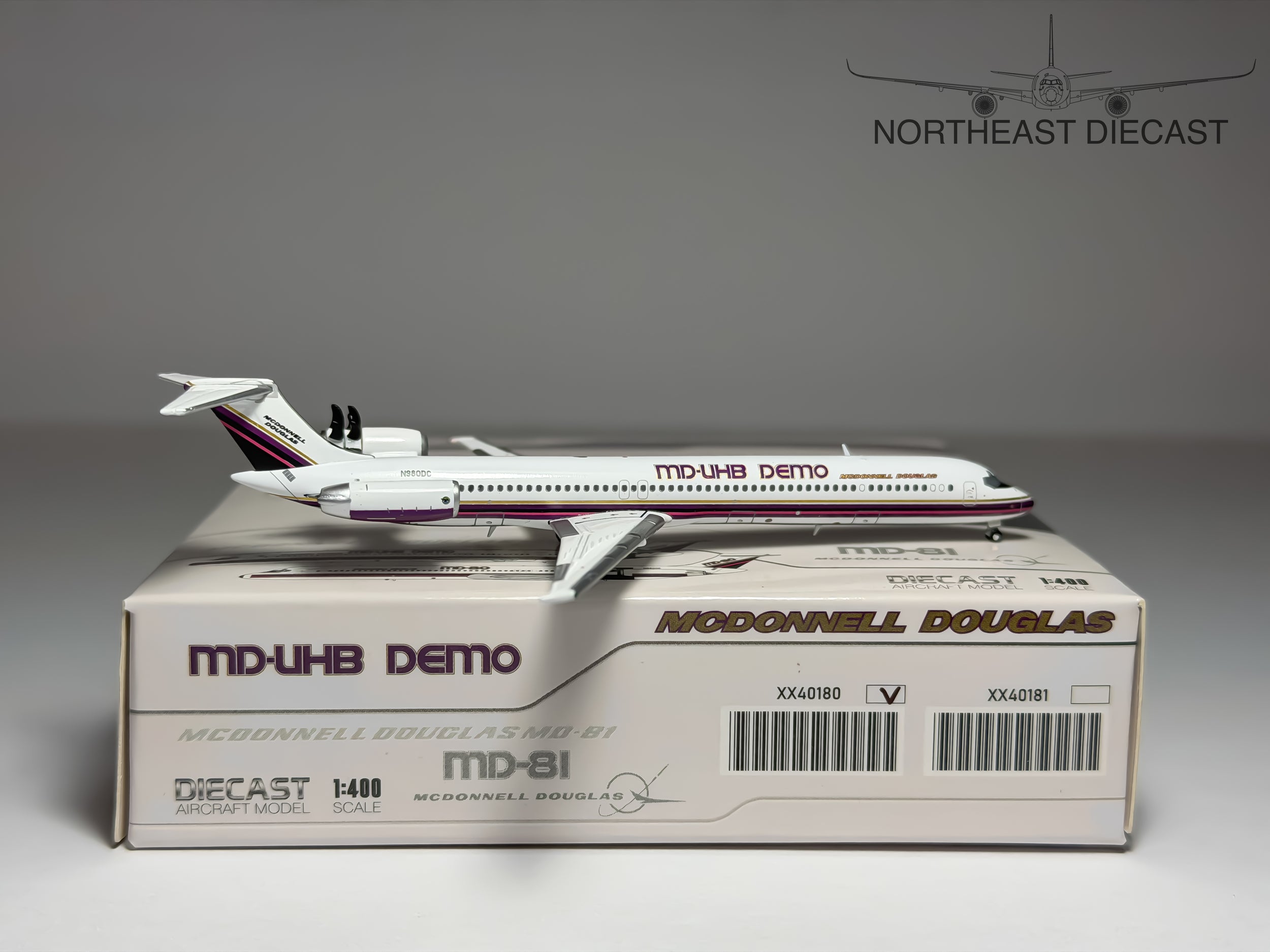 MD-UHB Demo McDonnell Douglas MD-81 1:400 JC Wings N980DC (XX40180)