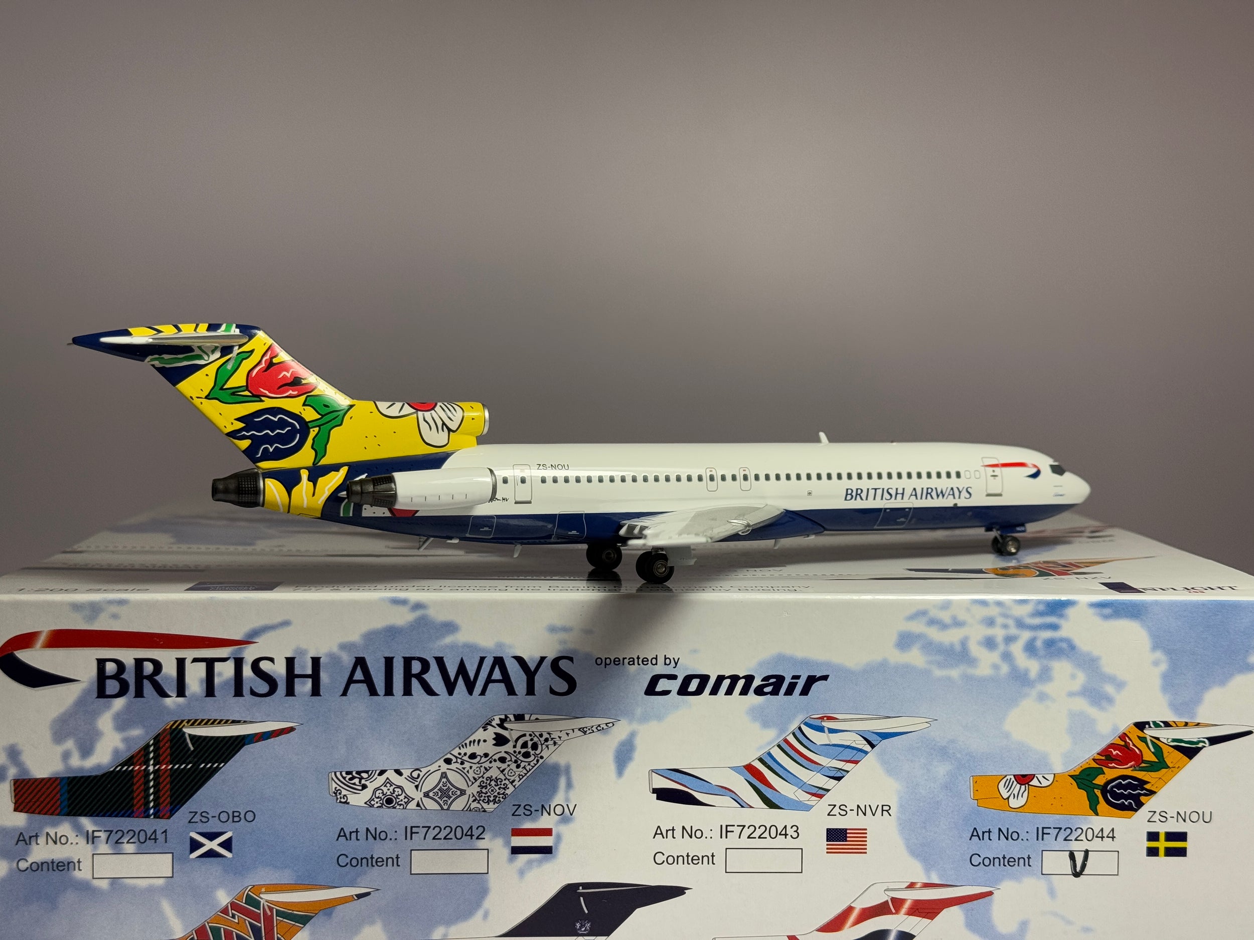 Inflight200 1:200 British Airways Boeing 727-200 ZS-NOU Sweden World Tail IF722044