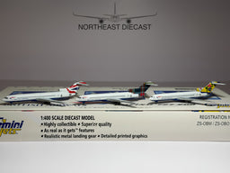 British Airways Boeing 727-200 1:400 Gemini Jets ZS-OBM/ZS-OBO/ZSNOU (GJBAW356)
