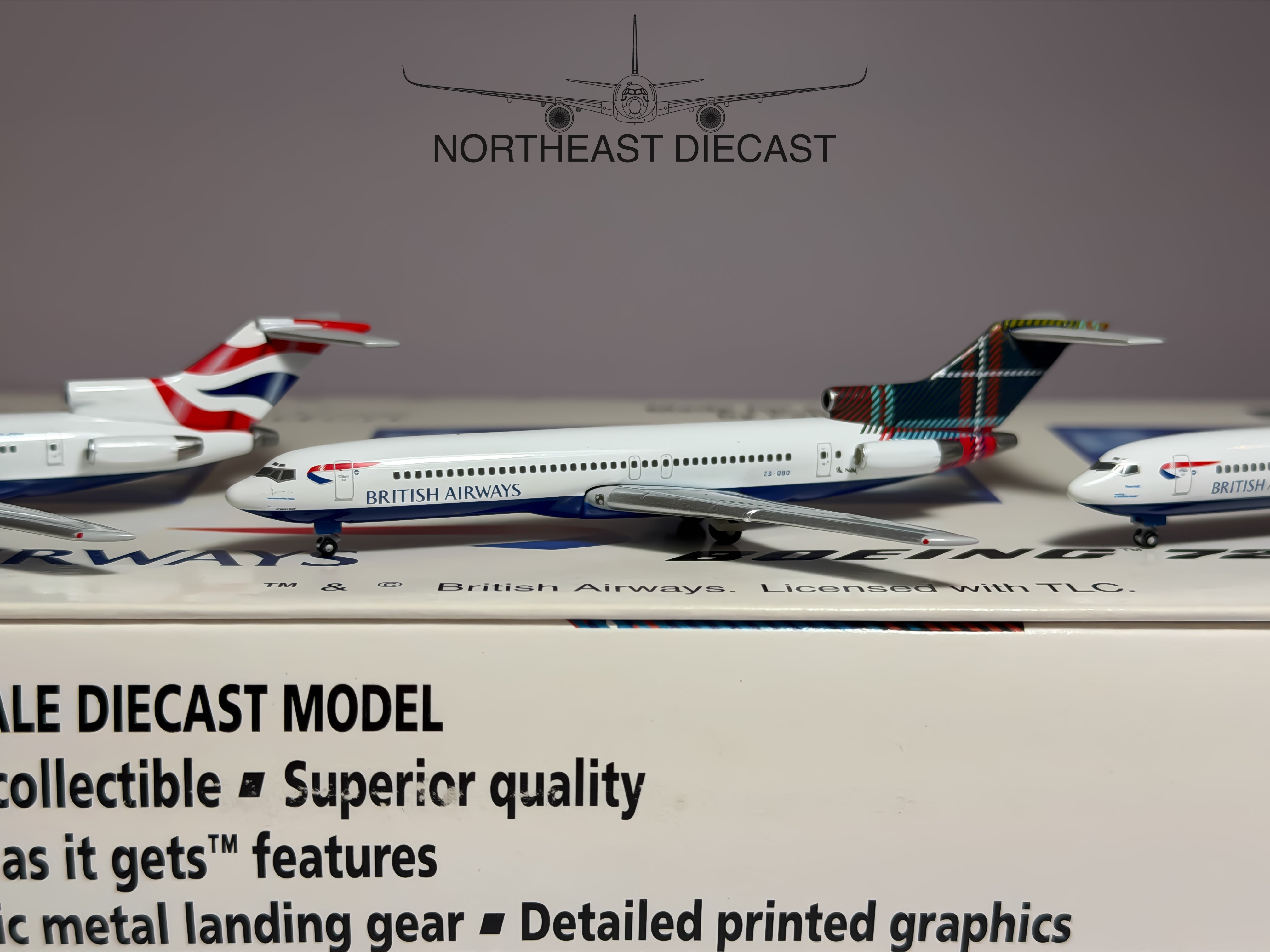 British Airways Boeing 727-200 1:400 Gemini Jets ZS-OBM/ZS-OBO/ZSNOU (GJBAW356)