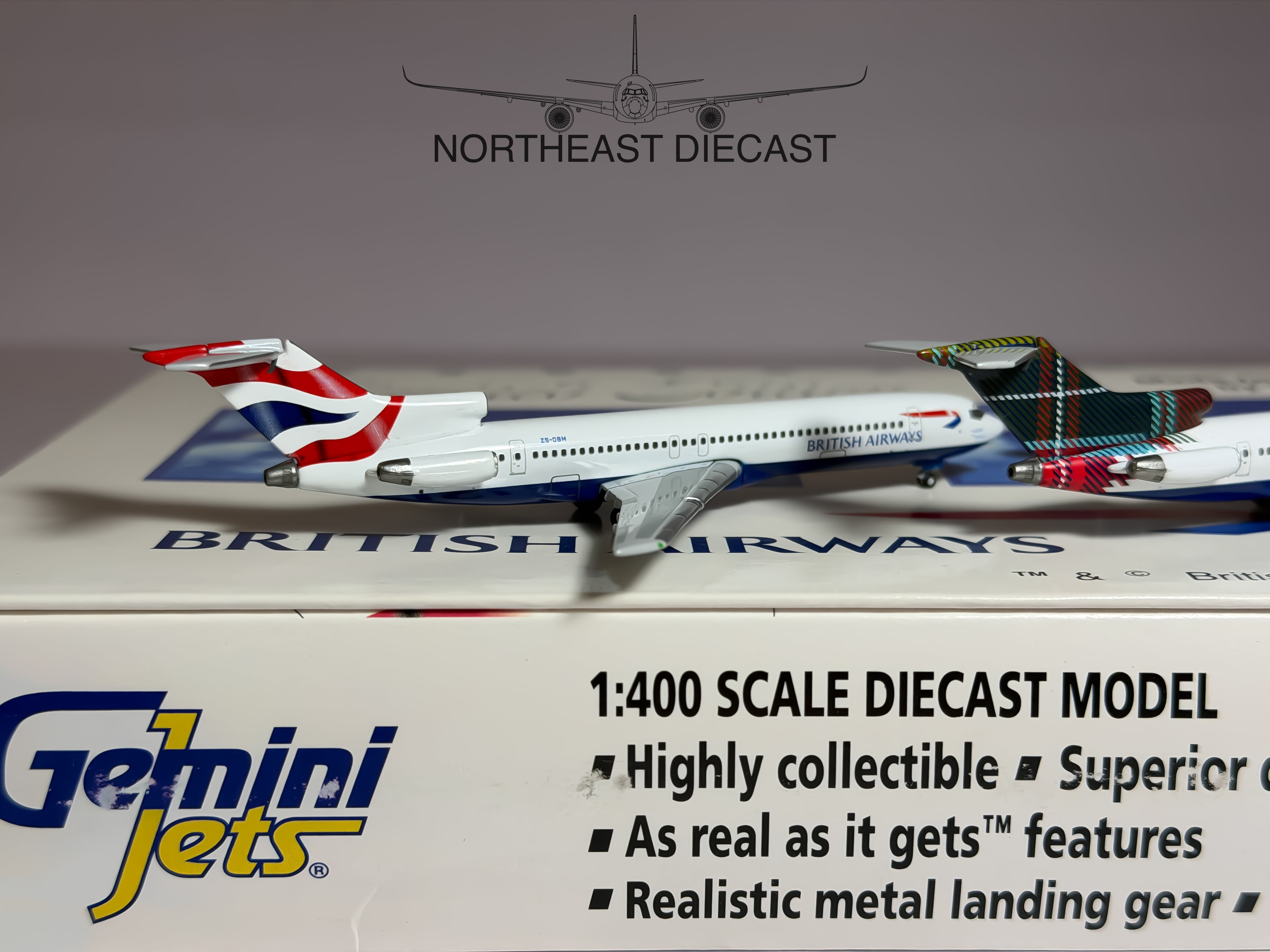British Airways Boeing 727-200 1:400 Gemini Jets ZS-OBM/ZS-OBO/ZSNOU (GJBAW356)