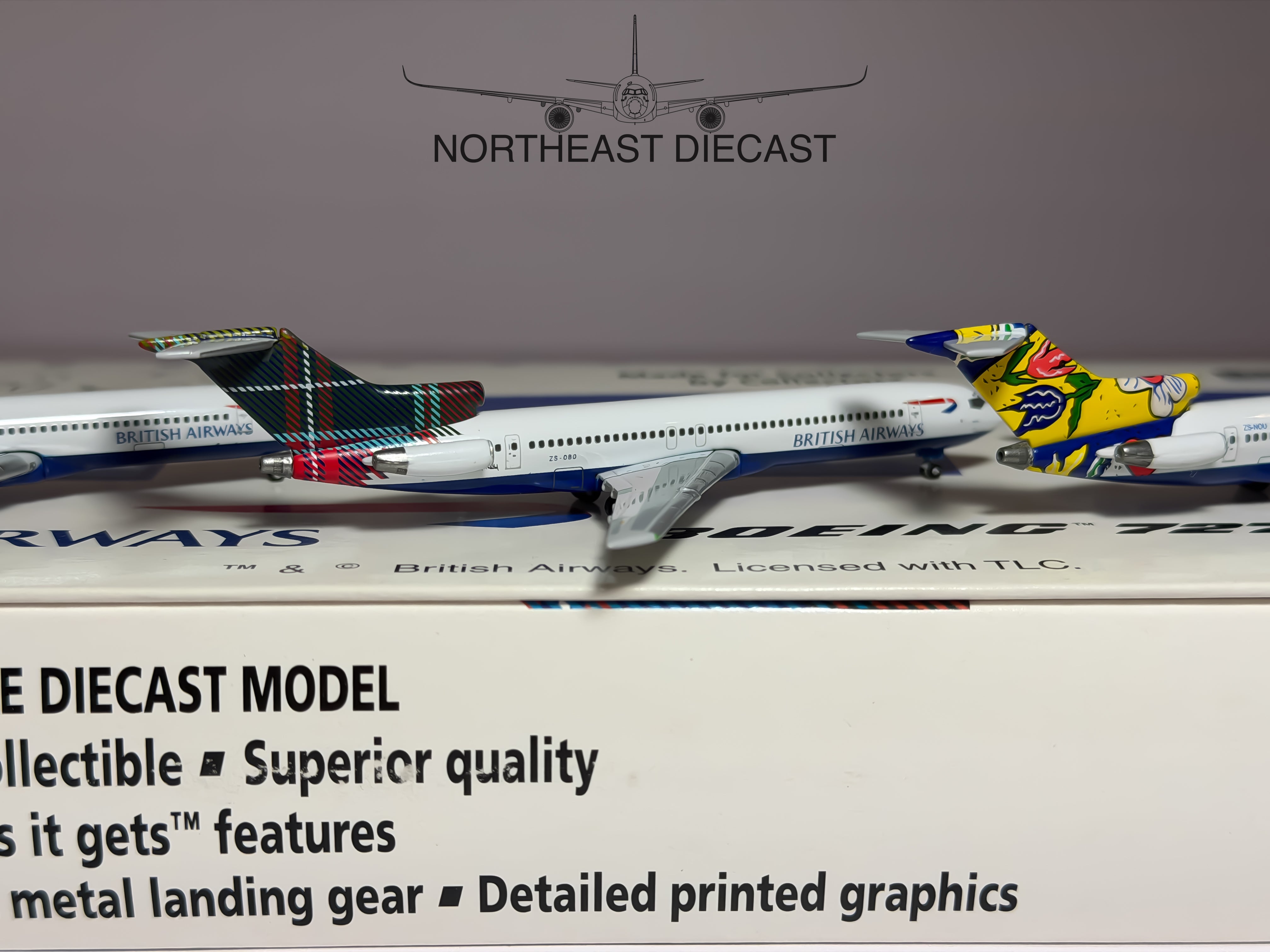 British Airways Boeing 727-200 1:400 Gemini Jets ZS-OBM/ZS-OBO/ZSNOU (GJBAW356)