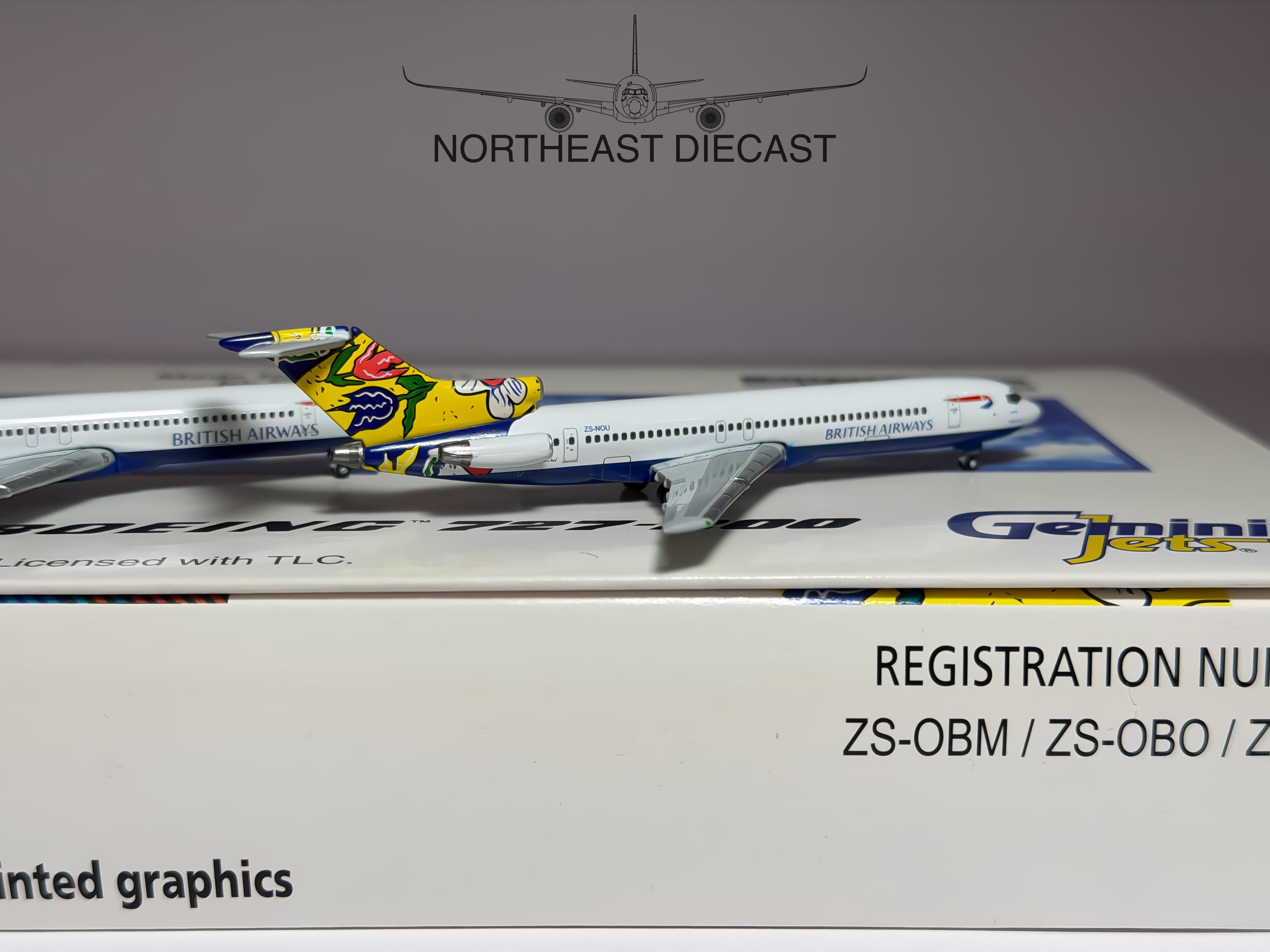 British Airways Boeing 727-200 1:400 Gemini Jets ZS-OBM/ZS-OBO/ZSNOU (GJBAW356)