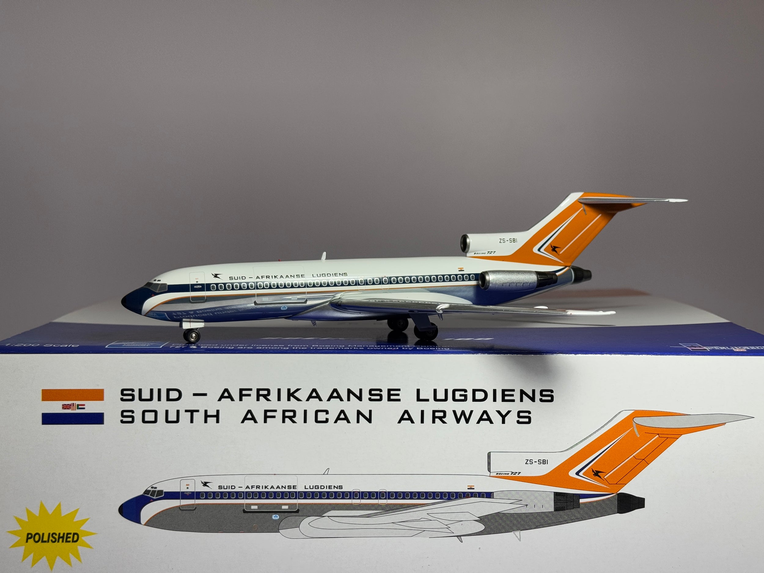 Inflight200 1:200 South African Airways Boeing 727-100 ZS-SBI old scheme IF7210512P