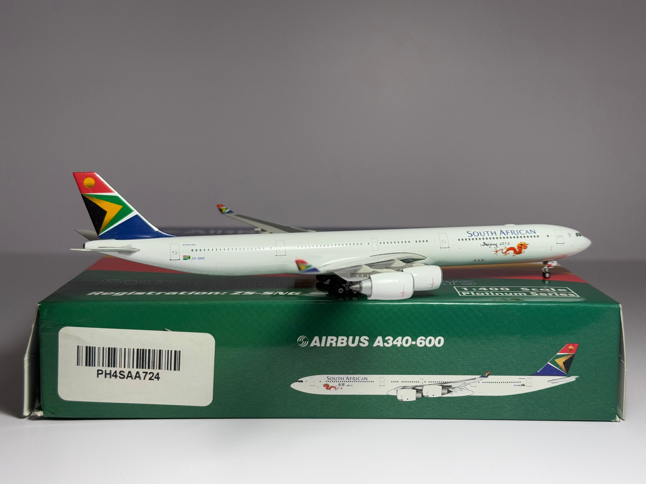 Phoenix Models 1:400 South African Airways Airbus A340-600 ZS-SNG 2012 Beijing PH4SAA724